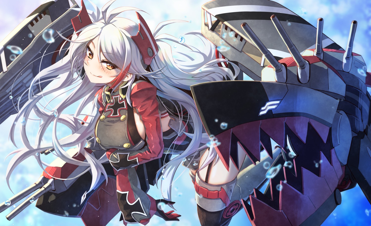 azur_lane, breast_hold, mizunashi_(second_run), prinz_eugen_(azur_lane), stockings, thighhighs, uniform