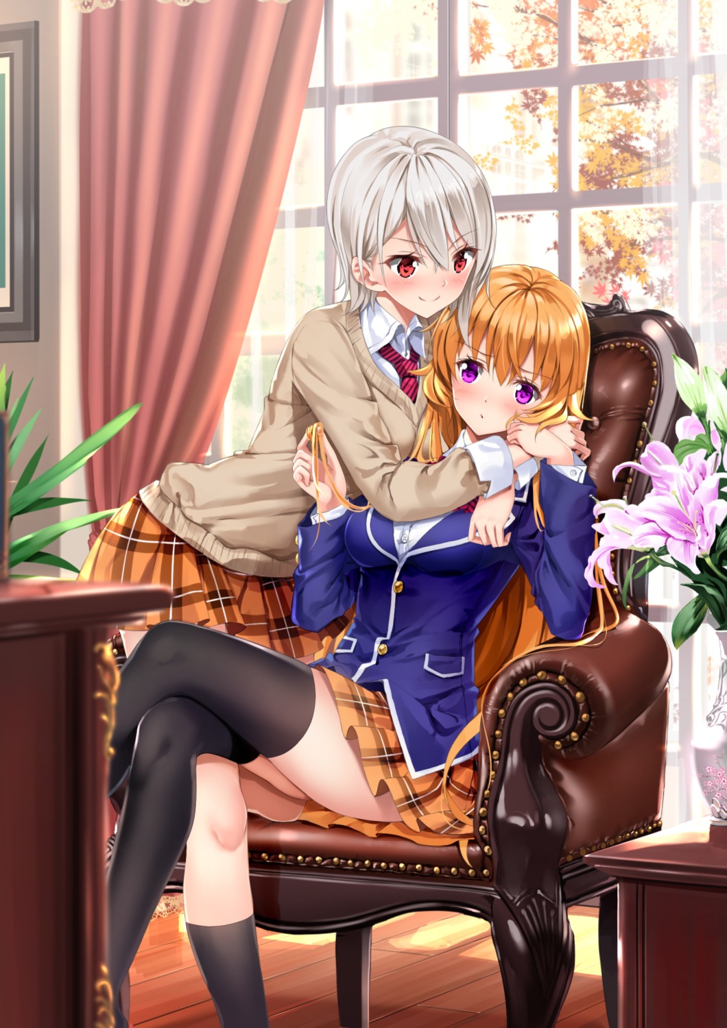 nakiri_alice, nakiri_erina, seifuku, shokugeki_no_soma, sweater, swordsouls, thighhighs