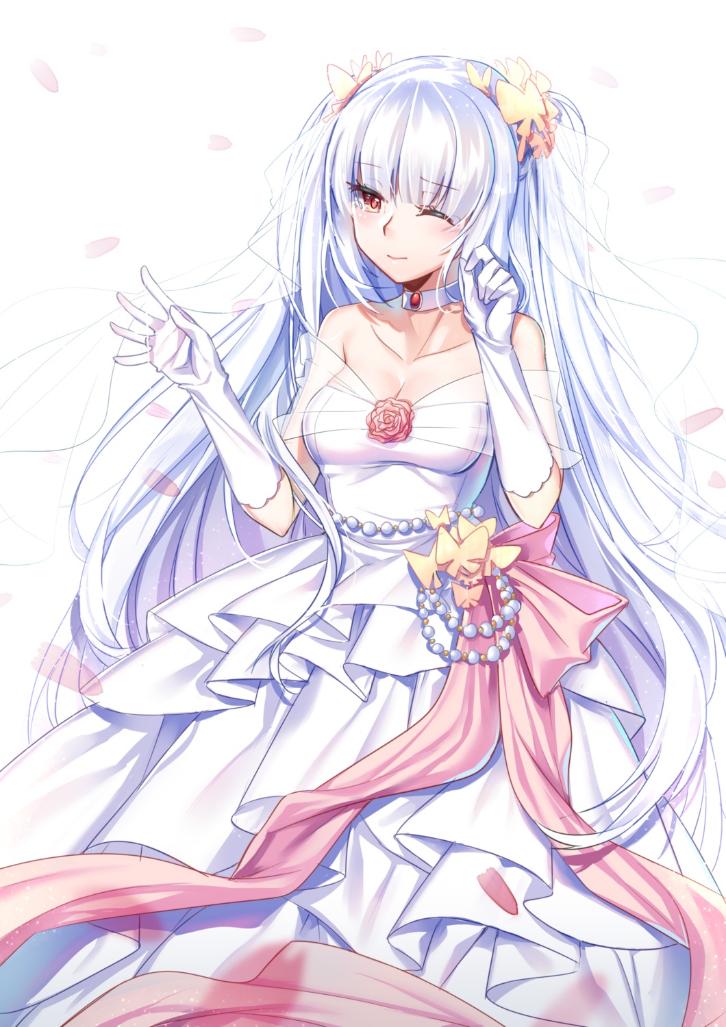 aer_(tengqiu), cleavage, dress, essex_(zhanjianshaonv), wedding_dress, zhanjianshaonv