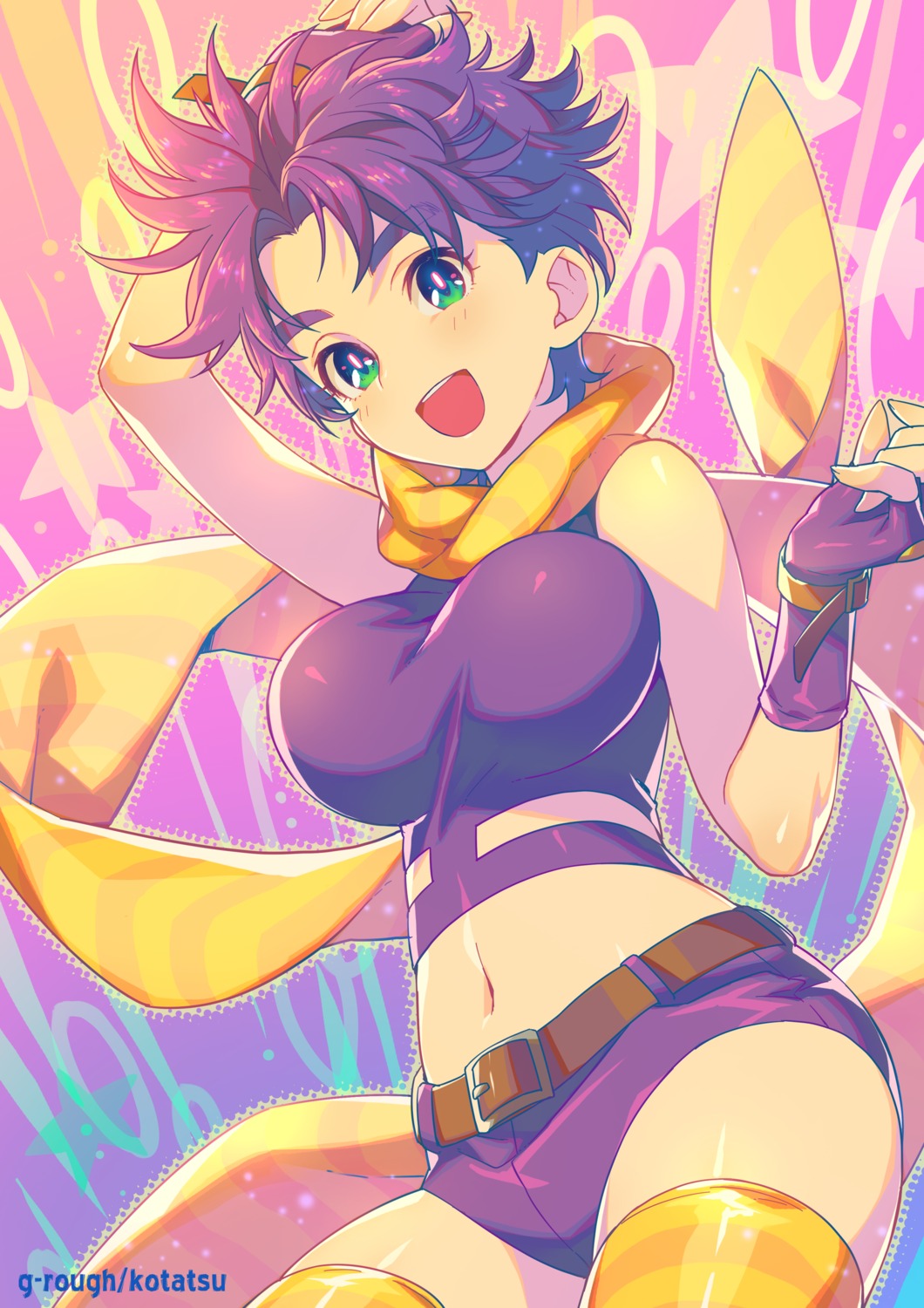 genderswap, jojo_no_kimyou_na_bouken, jojo_no_kimyou_na_bouken_part_2:_sentou_chouryuu, joseph_joestar, kotatsu_(g-rough), thighhighs
