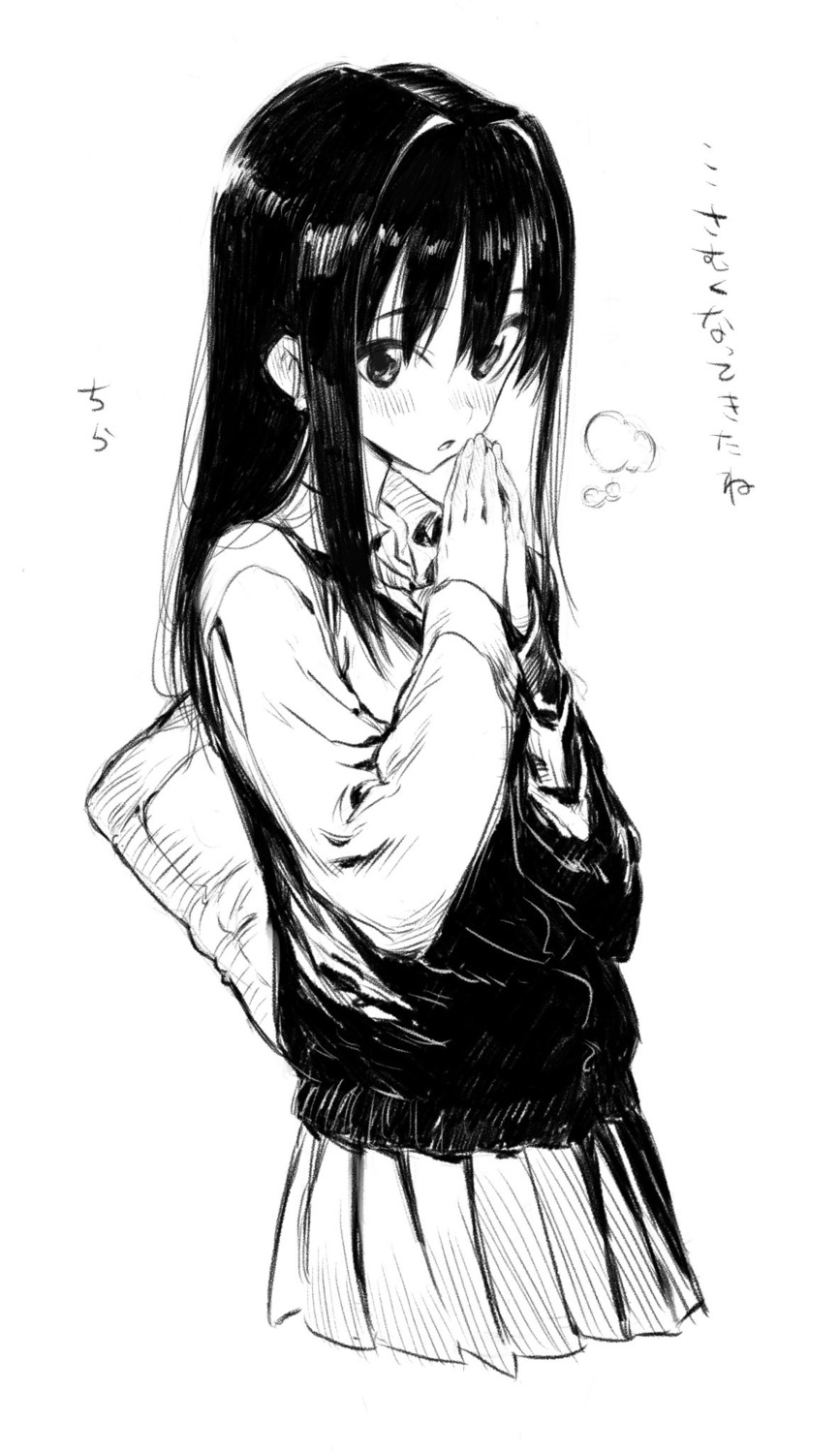 chomoran, monochrome, seifuku, shibuya_rin, sketch, the_idolm@ster, the_idolm@ster_cinderella_girls