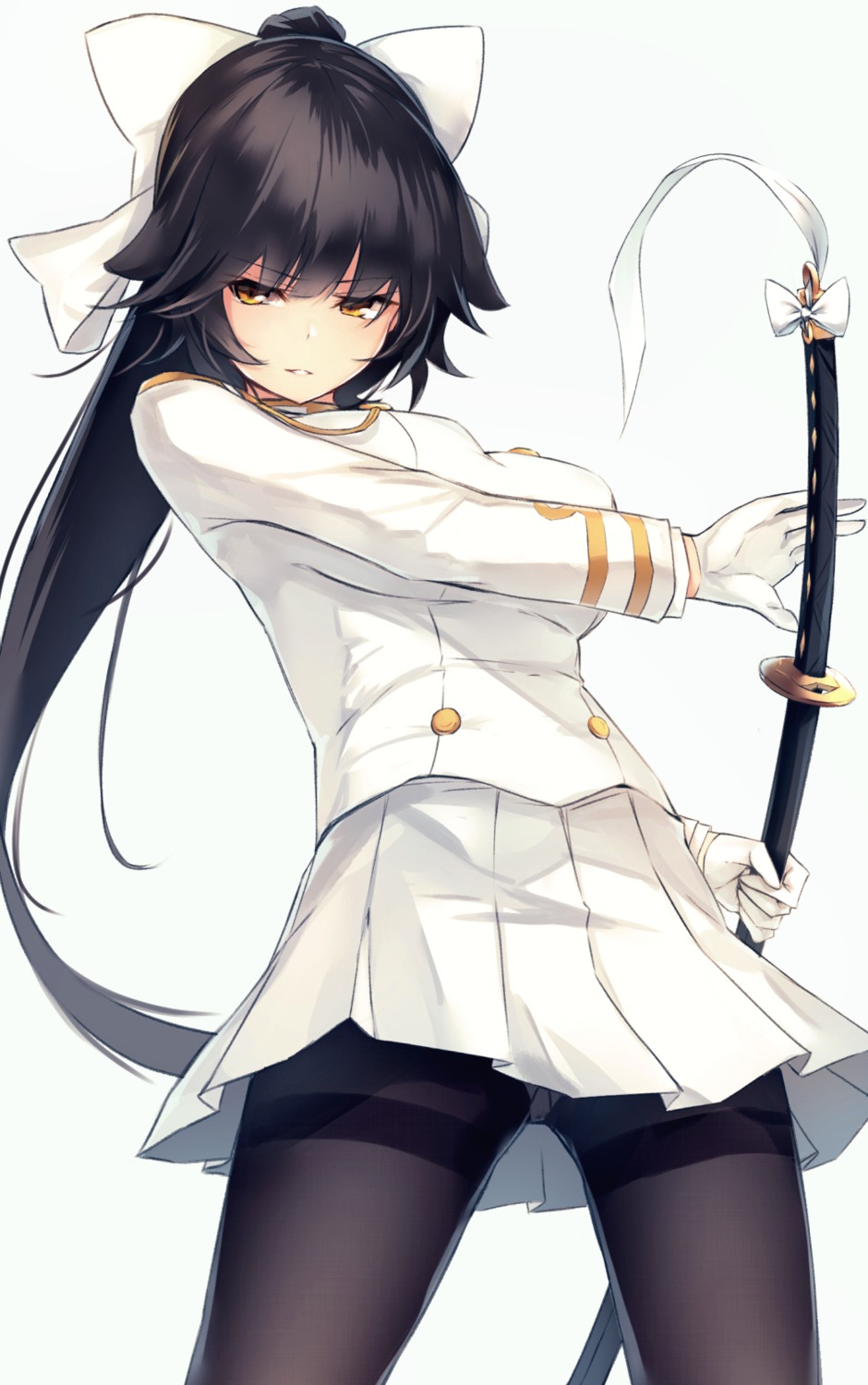 azur_lane, borushichi, pantsu, pantyhose, skirt_lift, sword, takao_(azur_lane), uniform