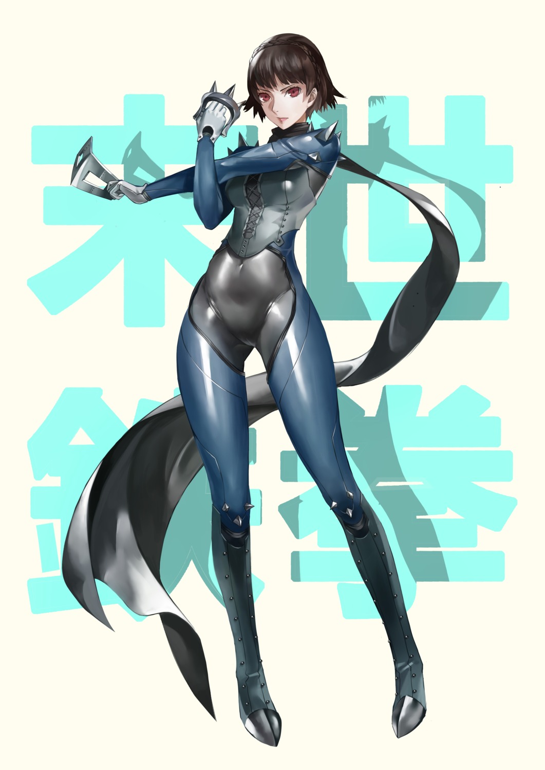 bodysuit, jiji_(pixiv10646874), persona_5, weapon