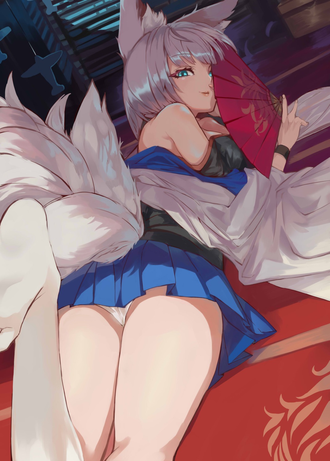 animal_ears, azur_lane, ceda_(dace), feet, kaga_(azur_lane), kitsune, pantsu, tail