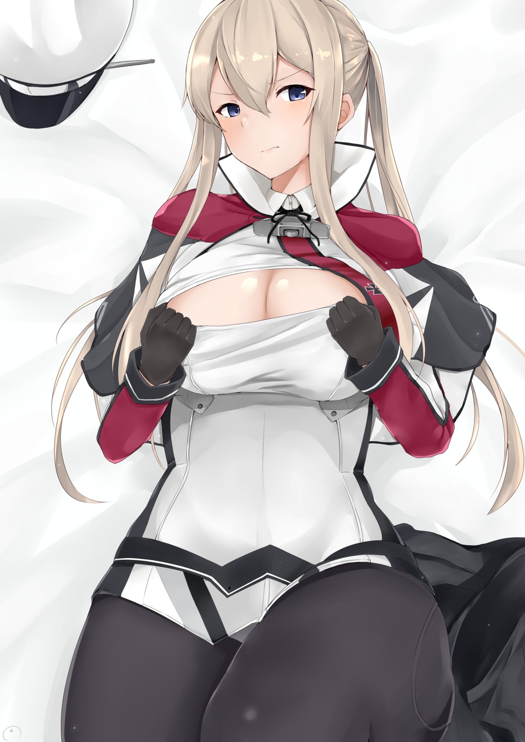 cleavage, graf_zeppelin_(kancolle), kantai_collection, maruya1006, pantyhose, uniform