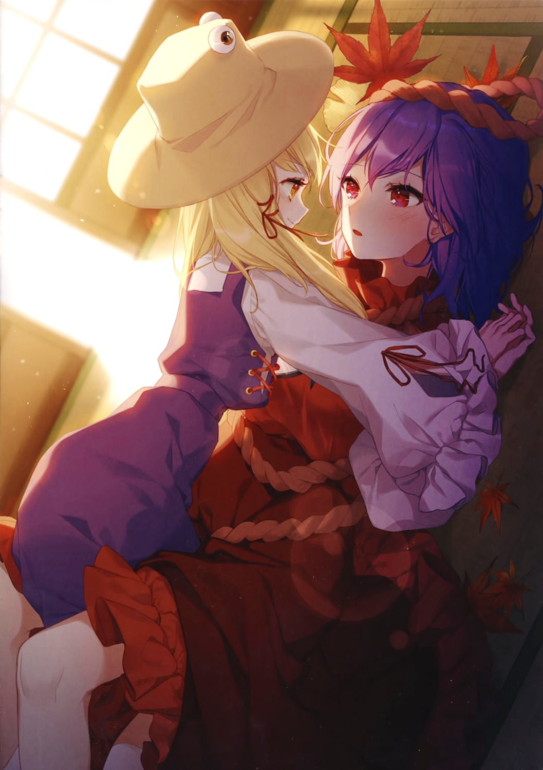 hajin, moriya_suwako, touhou, yasaka_kanako, yuri
