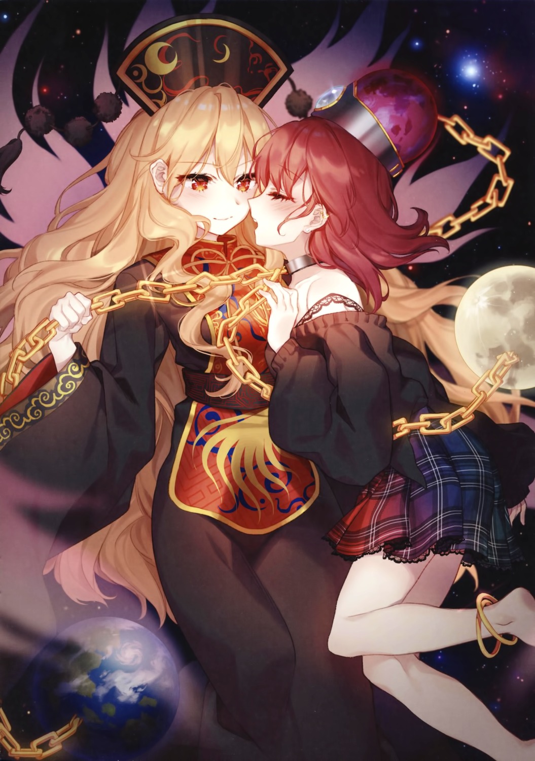 hajin, hecatia_lapislazuli, junko, touhou, yuri