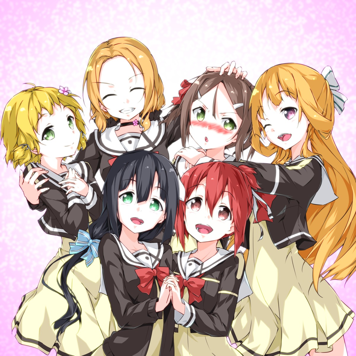 inubouzaki_fuu, inubouzaki_itsuki, miyoshi_karin, nogi_sonoko, sakuria, seifuku, tougou_mimori, yuuki_yuuna