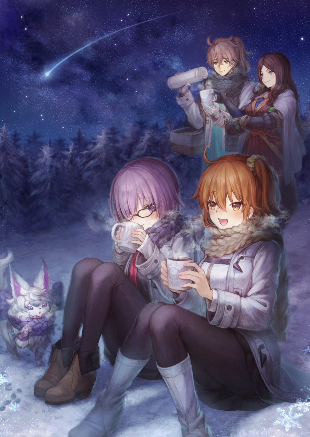 cath_palug_(fate), fate/grand_order, heels, leonardo_da_vinci_(fate), mash_kyrielight, mashu_(003), megane, pantyhose, romani_archaman