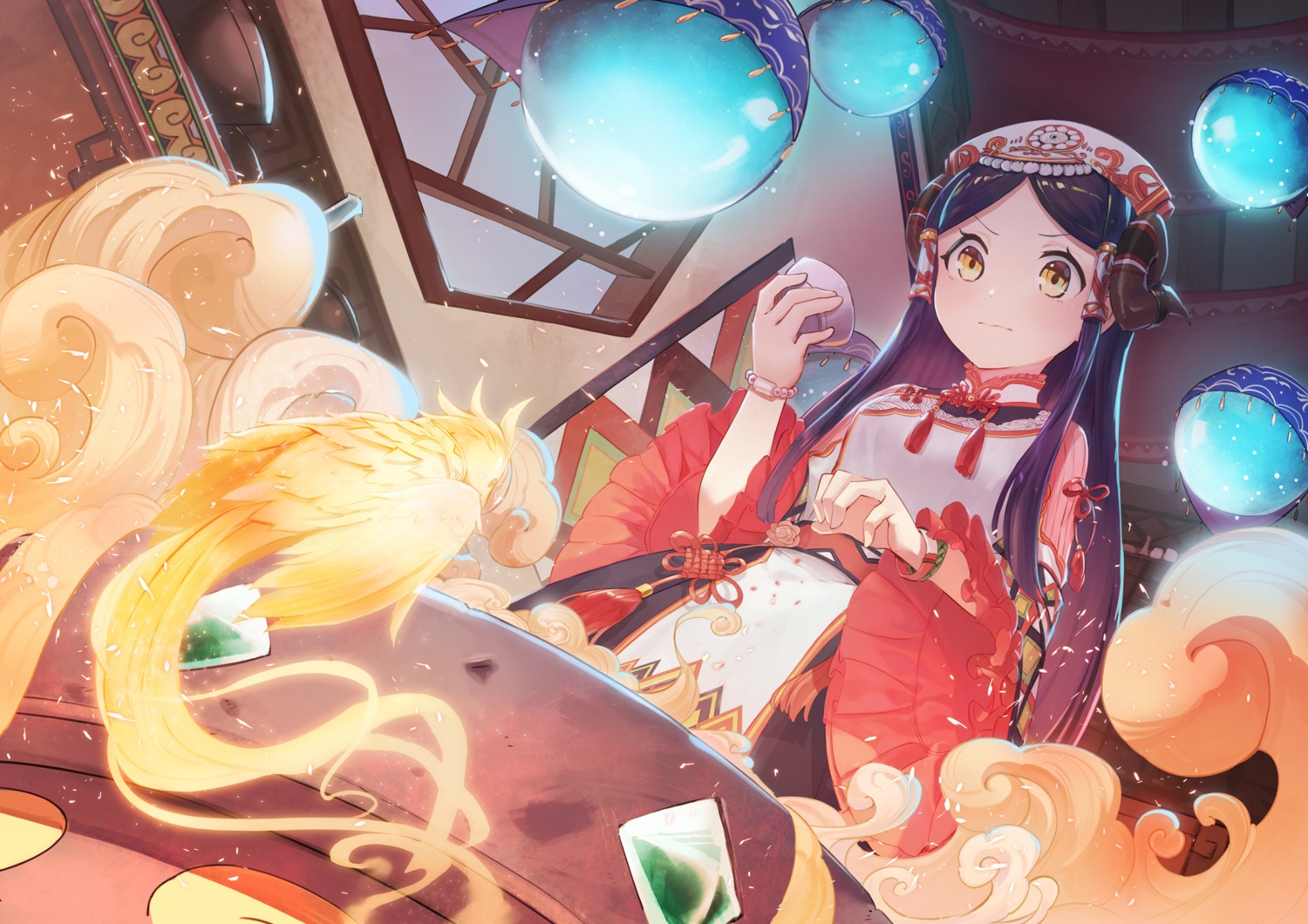 asian_clothes, horns, ranyu