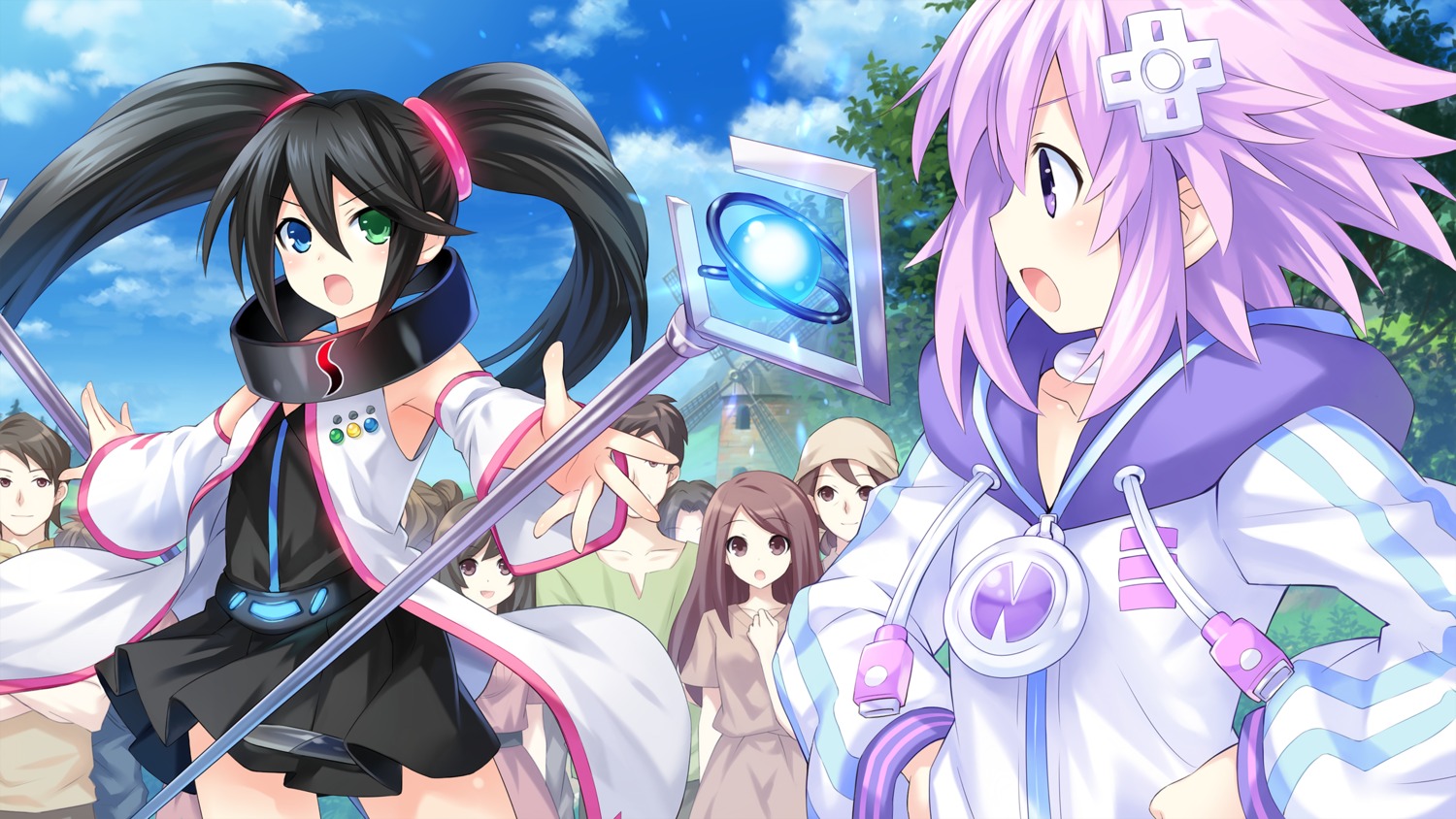 choujigen_game_neptune, dress, game_cg, heterochromia, neptune, sega_hard_girls, sega_saturn_(sega_hard_girls), tsunako