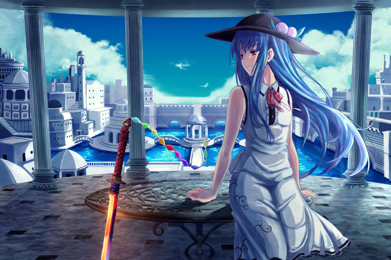 dress, hinanawi_tenshi, sword, torottye, touhou