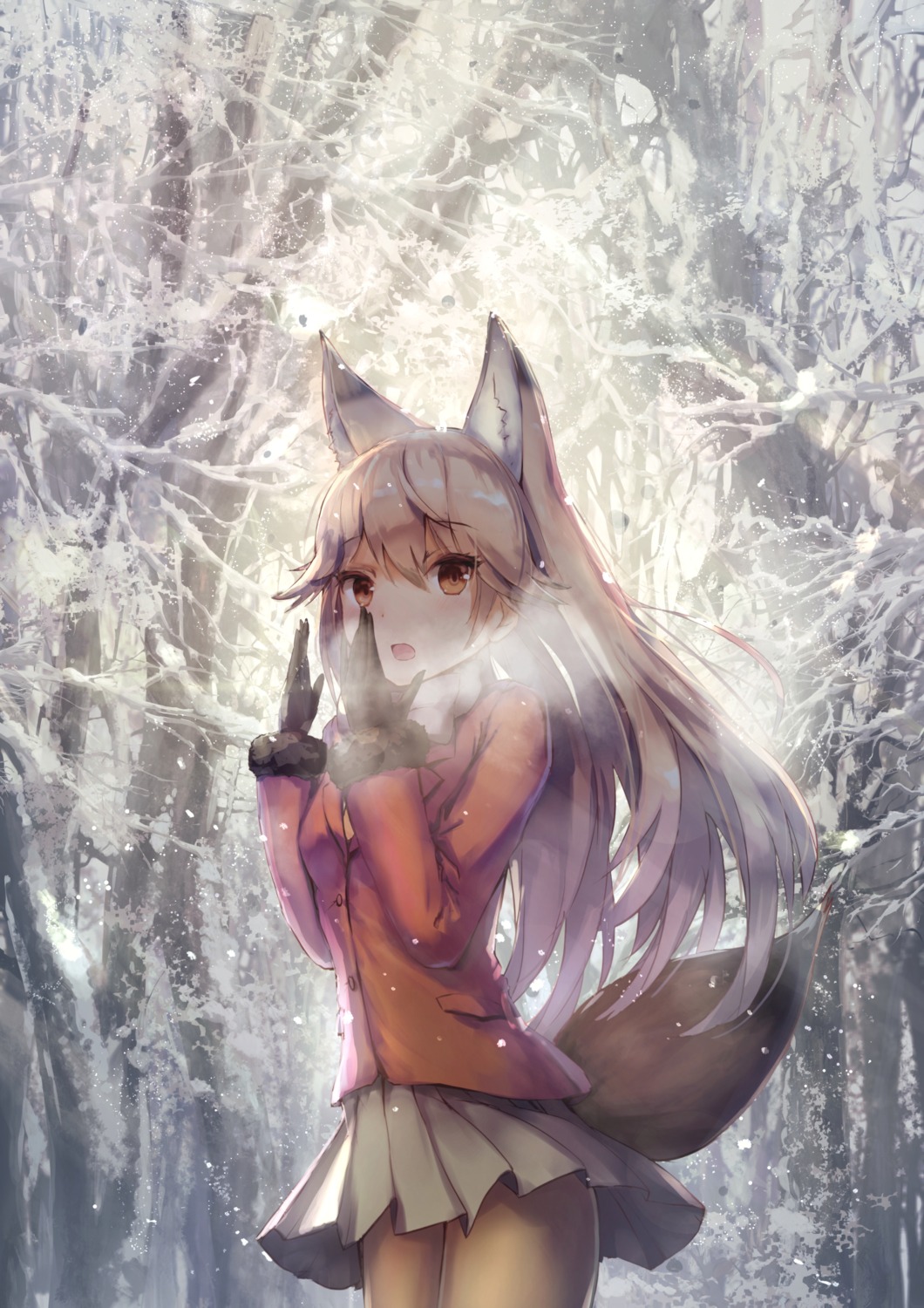 animal_ears, ezo_red_fox, kemono_friends, kitsune, missile228, pantyhose, tail