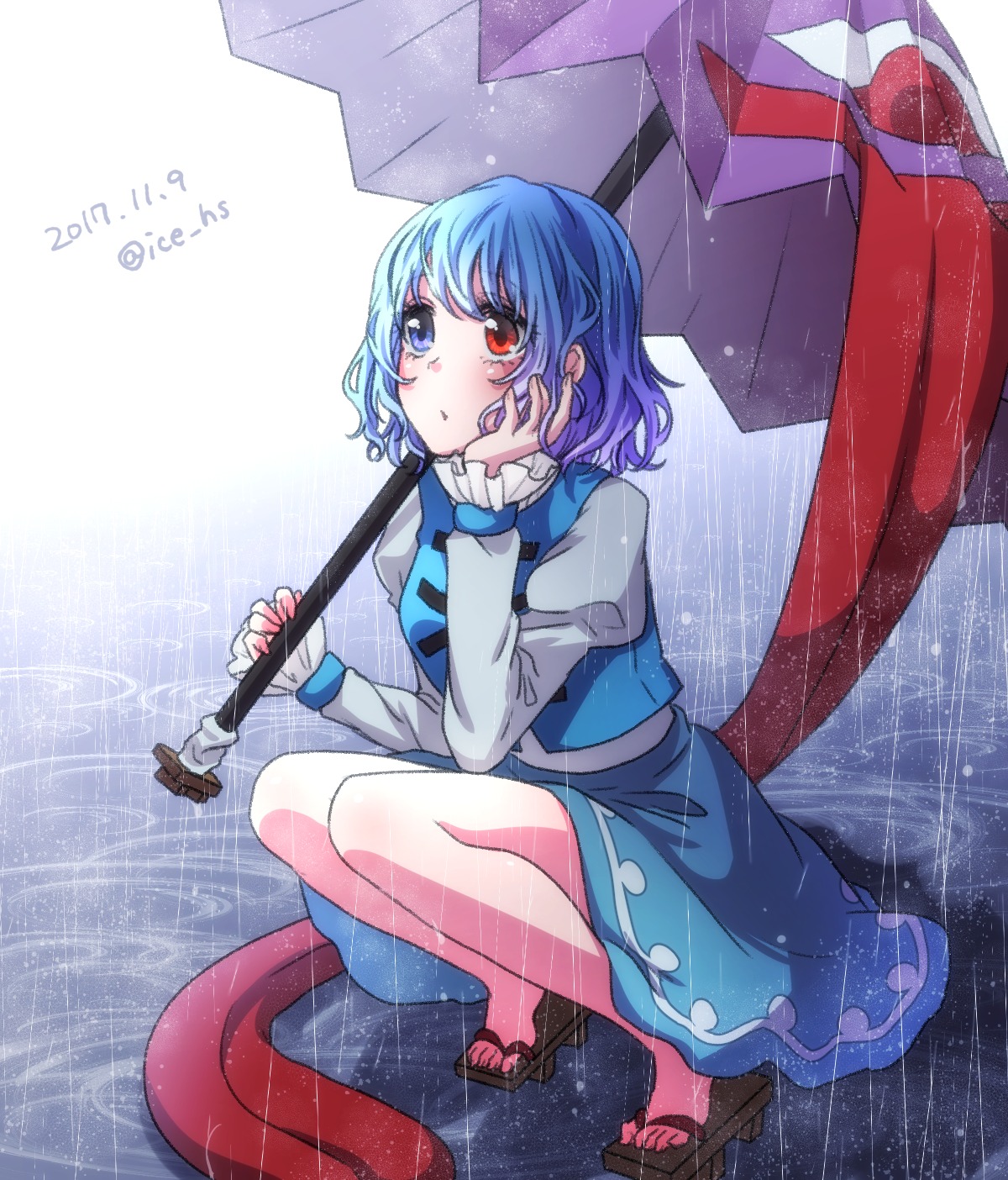 heterochromia, ice_(aitsugai), tatara_kogasa, touhou, umbrella