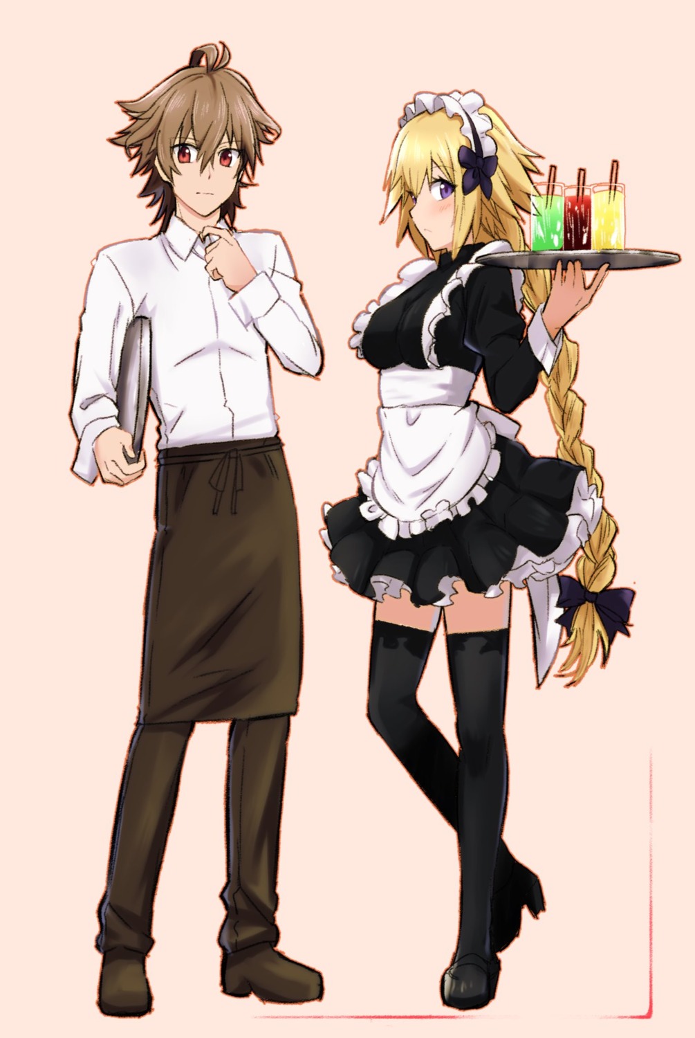fate/apocrypha, fate/stay_night, heels, jeanne_d'arc, jeanne_d'arc_(fate), maid, nyorotono, sieg_(fate/apocrypha)