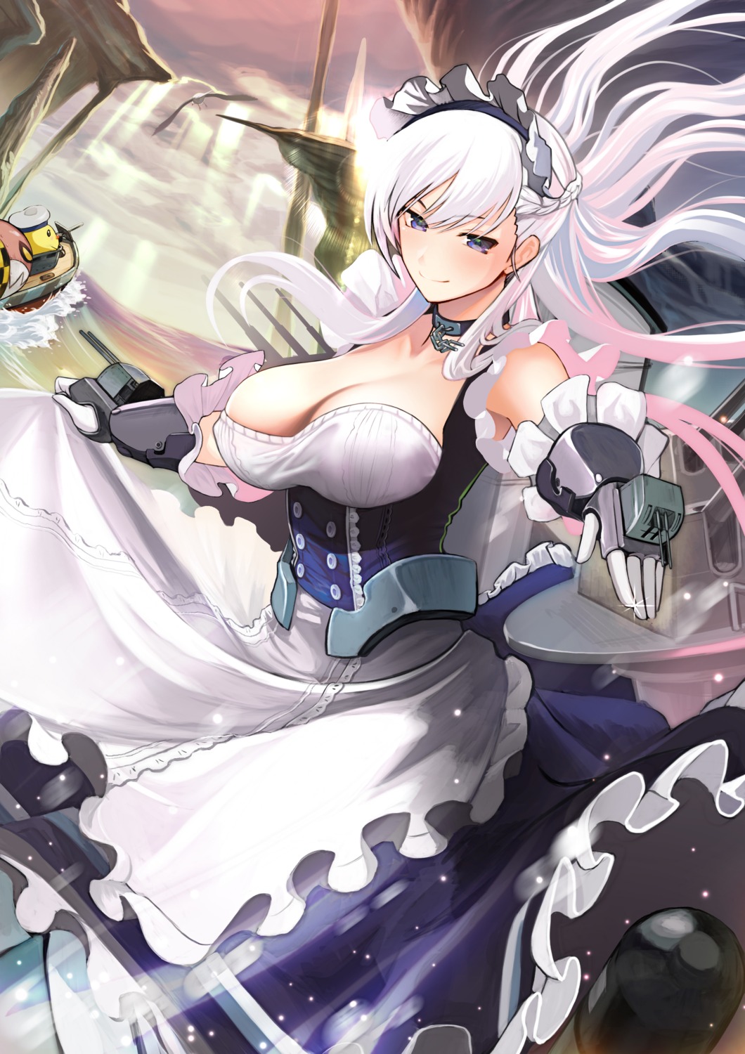 azur_lane, belfast_(azur_lane), cleavage, maid, oretoreon
