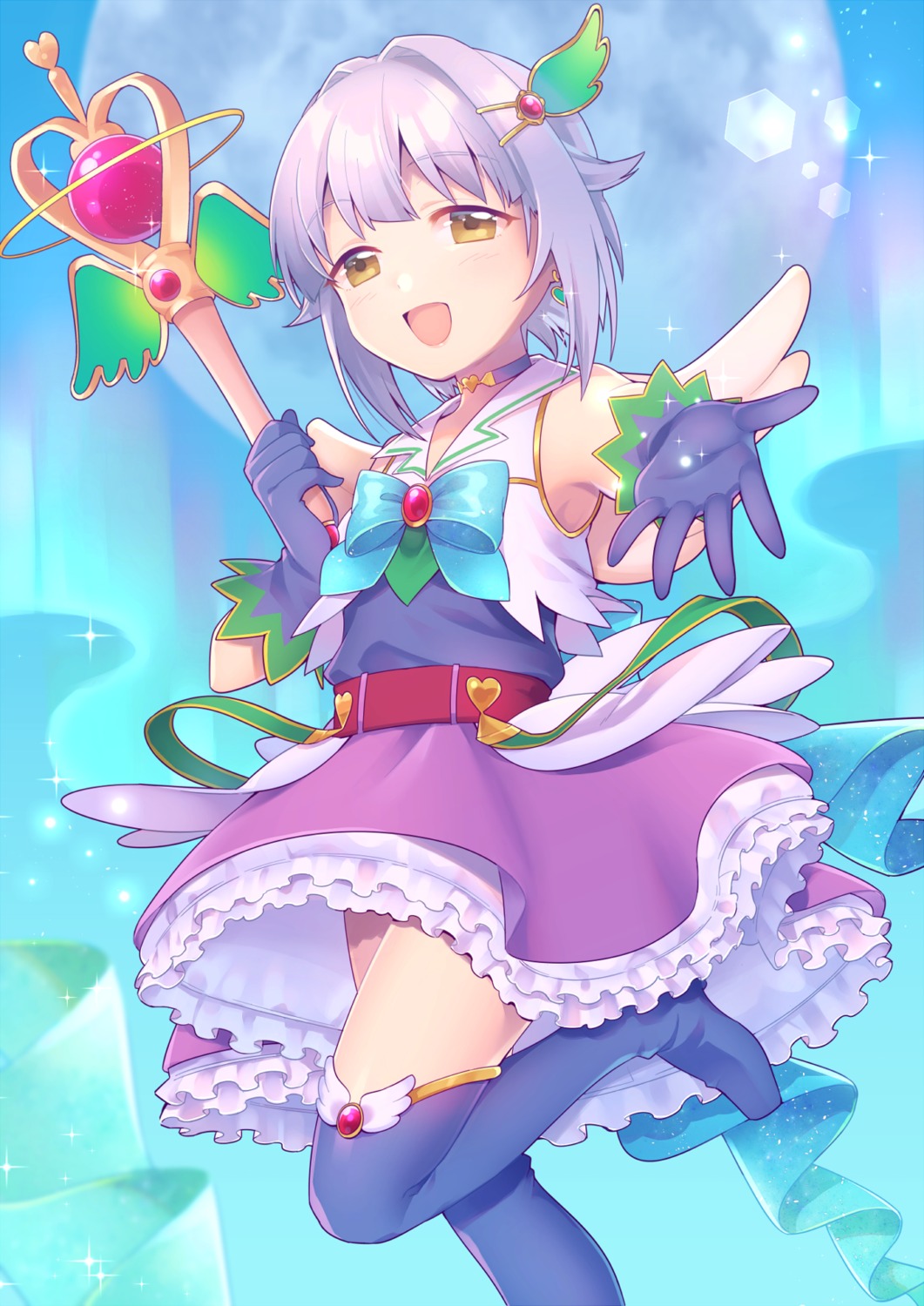 koshimizu_sachiko, the_idolm@ster, the_idolm@ster_cinderella_girls, thighhighs, uso_(ameuzaki), weapon