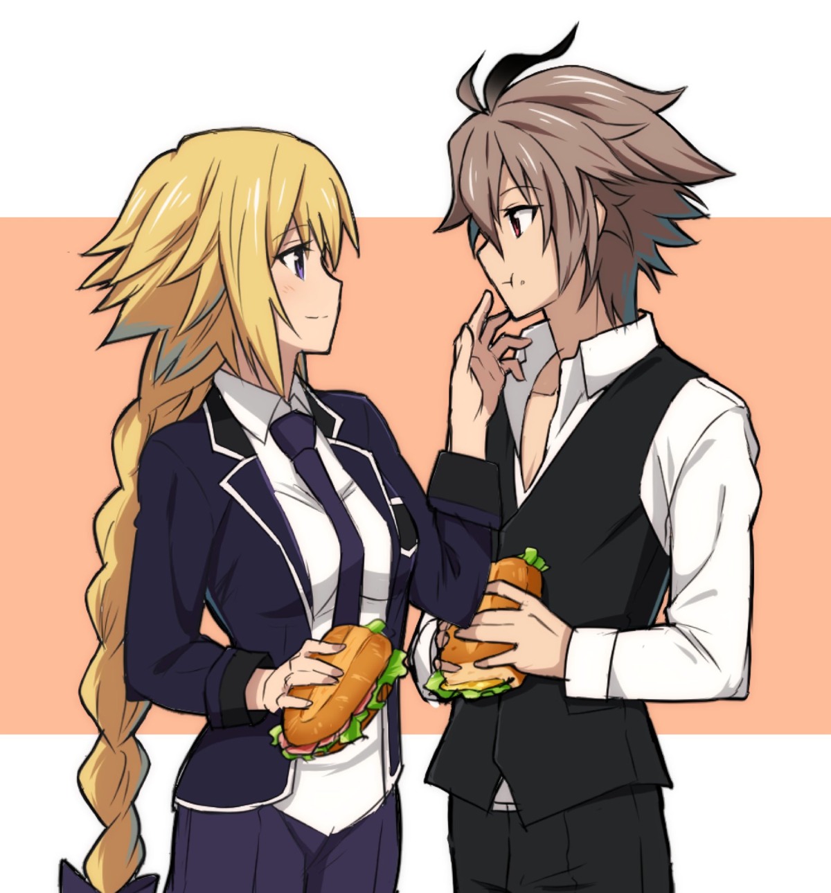 fate/apocrypha, fate/stay_night, jeanne_d'arc, jeanne_d'arc_(fate), nyorotono, sieg_(fate/apocrypha), uniform