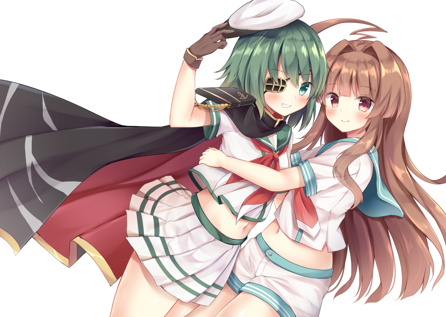 eyepatch, kantai_collection, kiso_(kancolle), kuma_(kancolle), seifuku, yuimisu