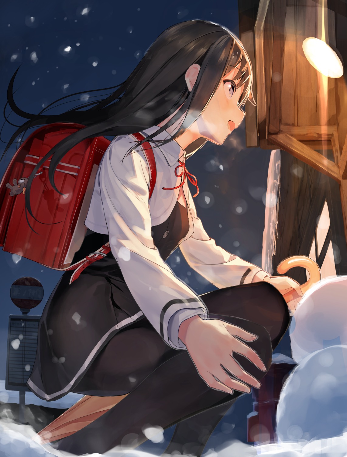 asashio_(kancolle), kantai_collection, nanotaro, pantyhose, seifuku, umbrella