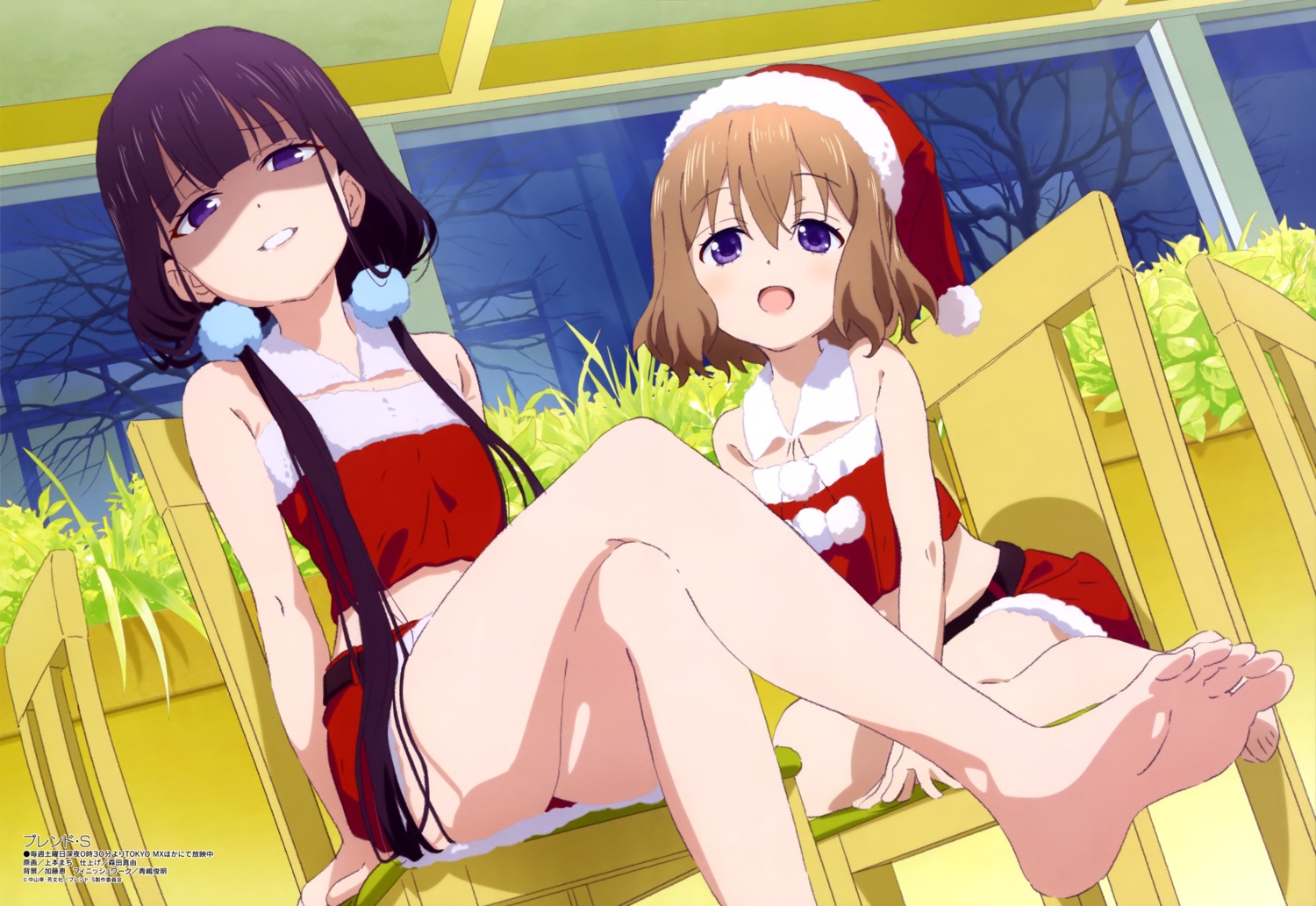 blend_s, christmas, feet, hoshikawa_mafuyu, sakuranomiya_maika, thighhighs, uemoto_machi