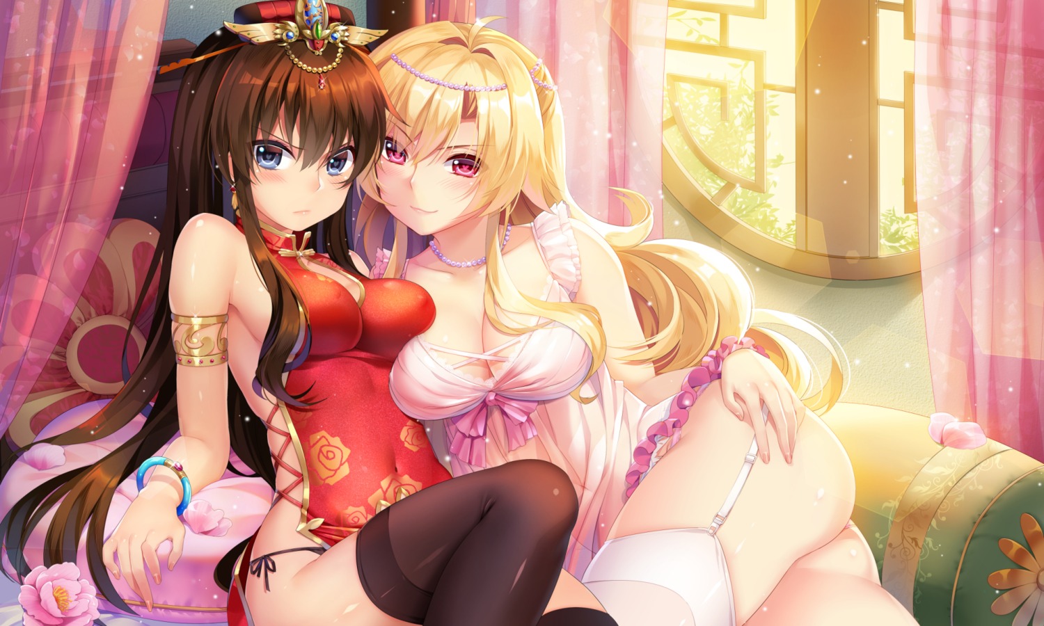 chinadress, cleavage, lingerie, m.vv, pantsu, romance_of_the_three_kingdoms, romance_sangoku, stockings, string_panties, thighhighs, tojoy_game
