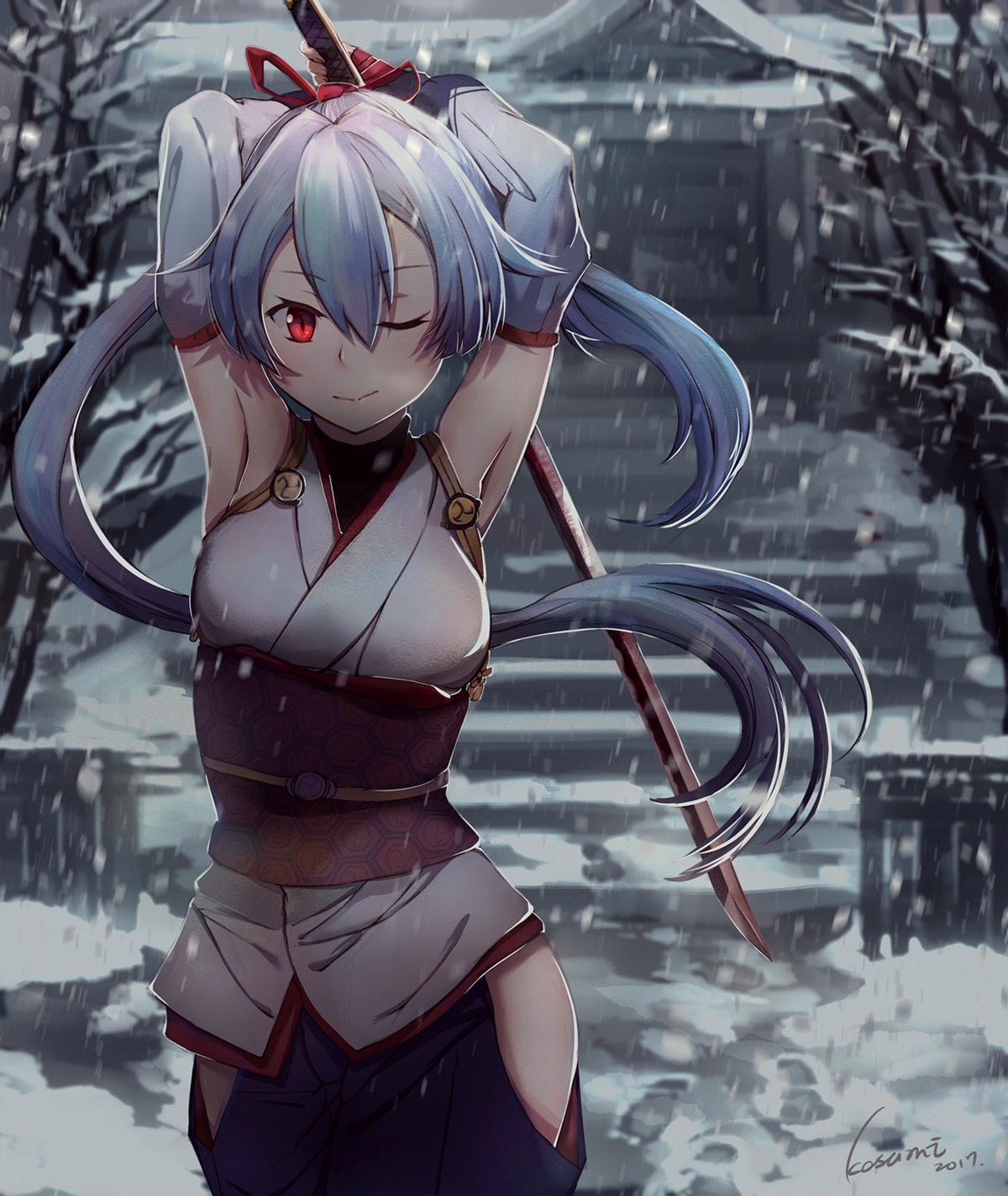 fate/grand_order, japanese_clothes, kosumi, sword, tomoe_gozen_(fate)