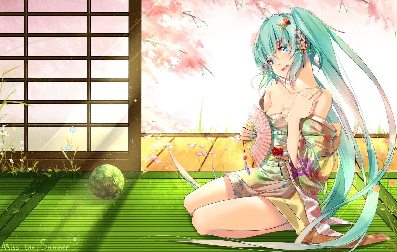 cleavage, hate_ani_hikae, hatsune_miku, kimono, open_shirt, vocaloid
