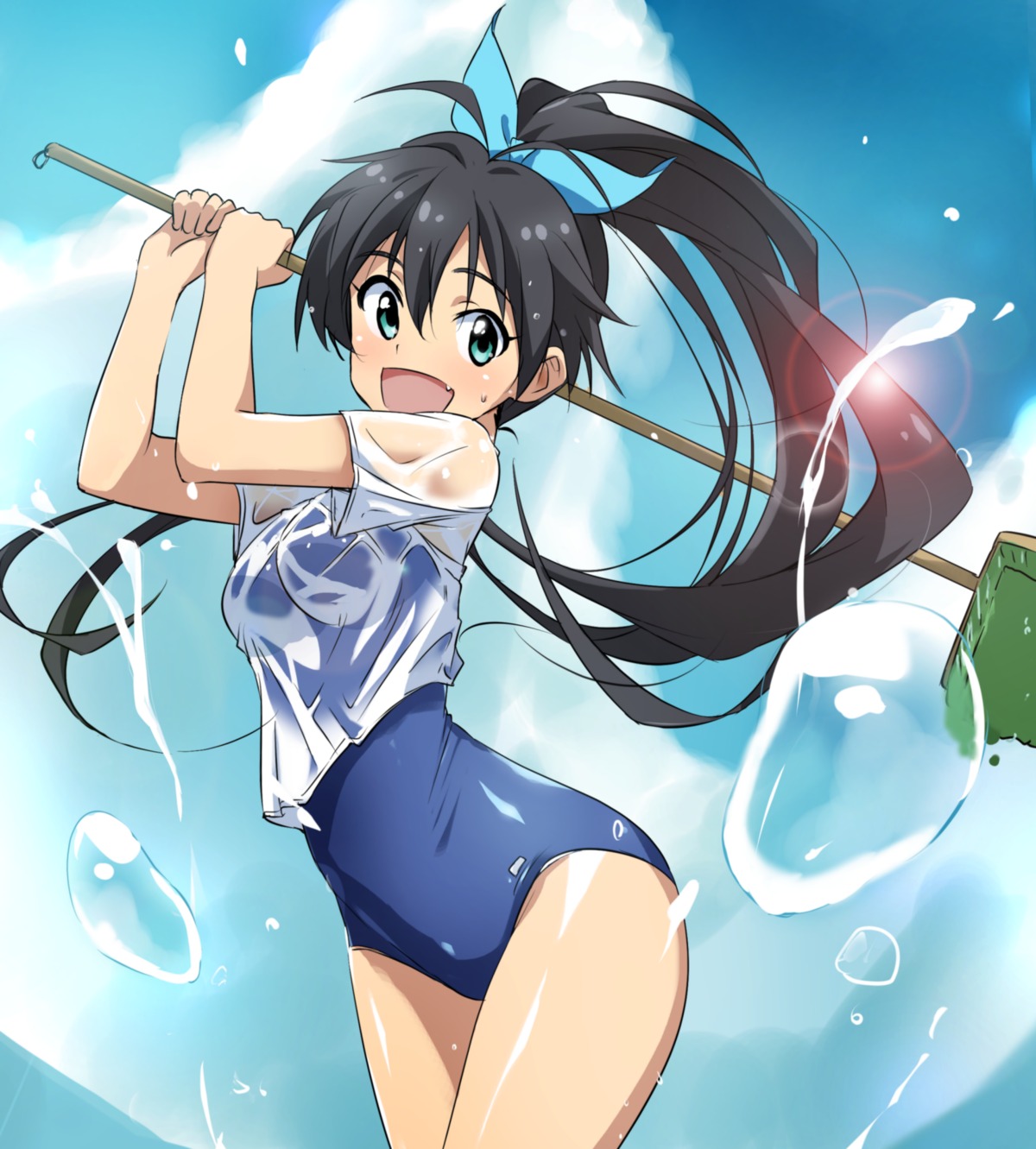 ganaha_hibiki, school_swimsuit, see_through, swimsuits, the_idolm@ster, wet_clothes, yumekaranigeruna