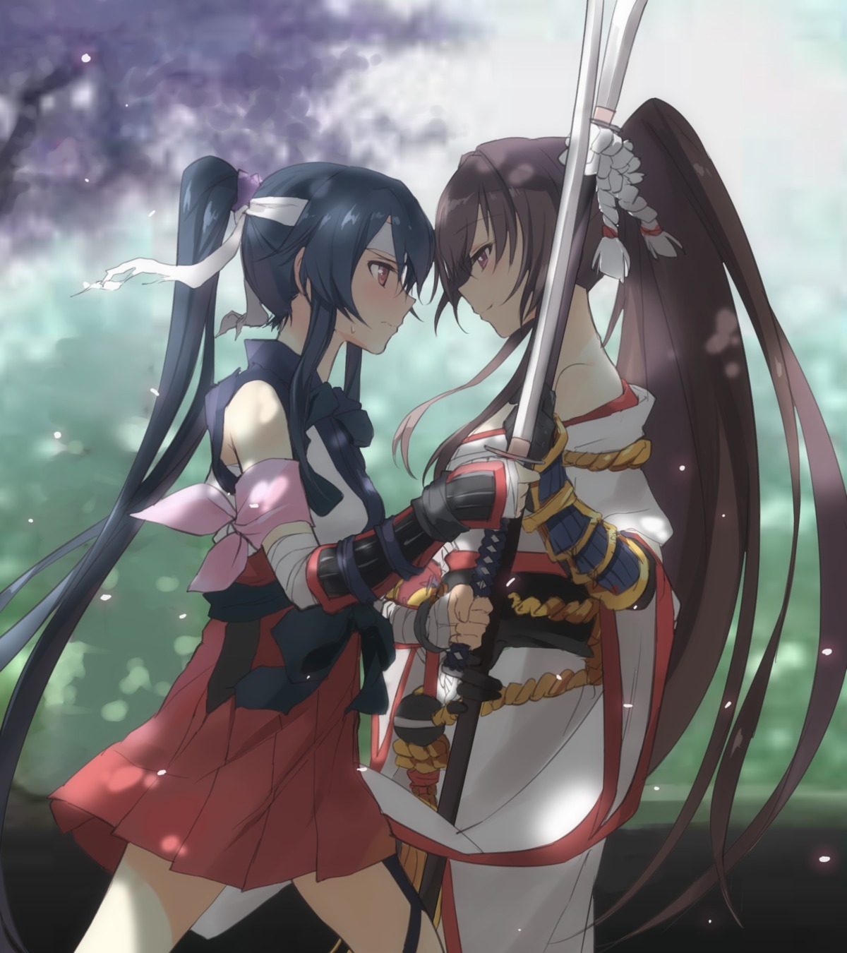 armor, bandages, kantai_collection, kisetsu, sword, weapon, yahagi_(kancolle), yamato_(kancolle)