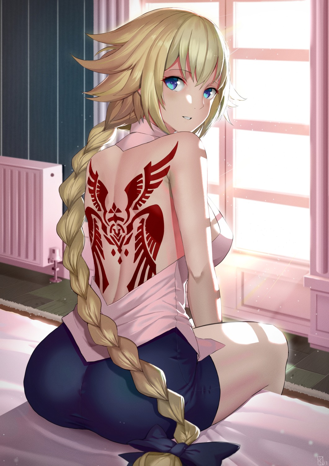 ass, fate/apocrypha, fate/stay_night, jeanne_d'arc, jeanne_d'arc_(fate), kakeku, no_bra, tattoo, underboob