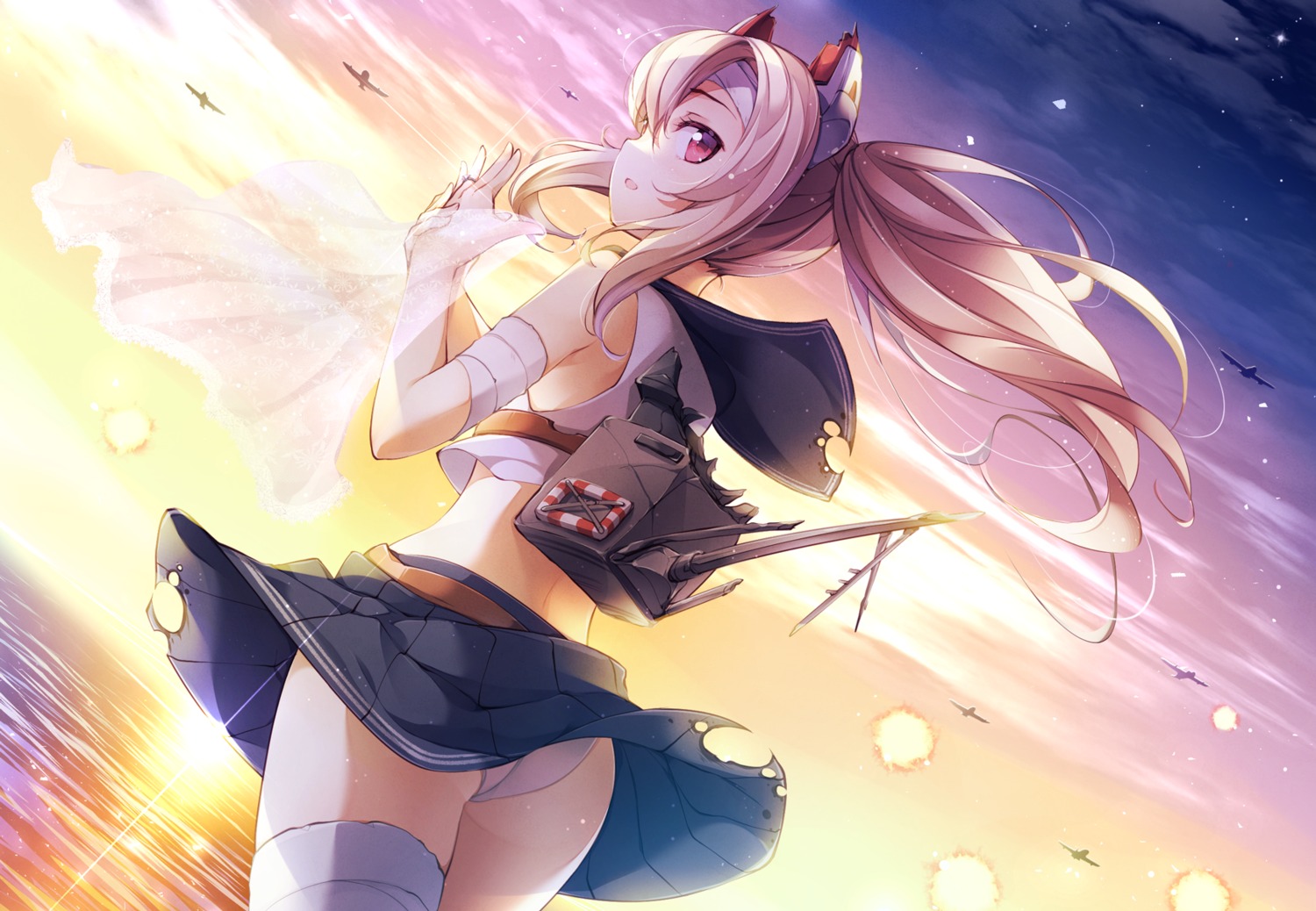 ass, ayanami_(azur_lane), azur_lane, bandages, matsuuni, pantsu, seifuku, skirt_lift