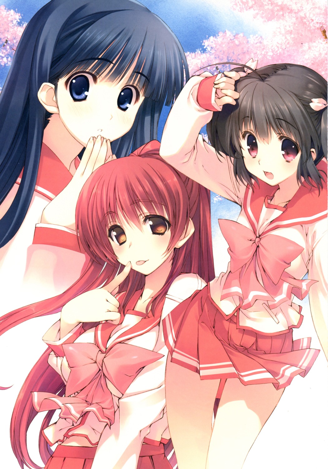 amaduyu_tatsuki, kousaka_tamaki, kusakabe_yuuki, mitsumi_misato, nakamura_takeshi, scanning_artifacts, seifuku, to_heart_(series)