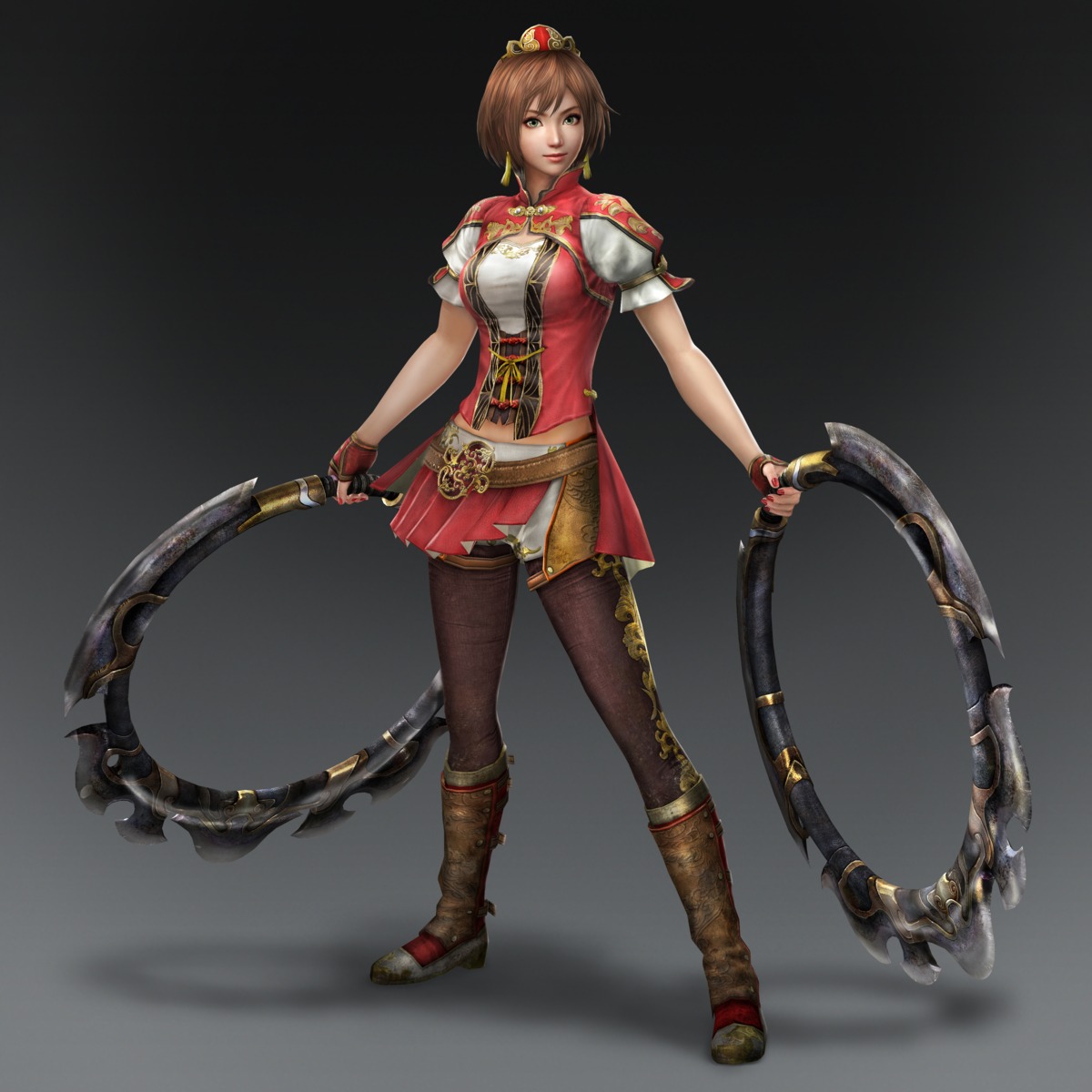 asian_clothes, cg, dynasty_warriors, dynasty_warriors_8, pantyhose, sun_shang_xiang, weapon