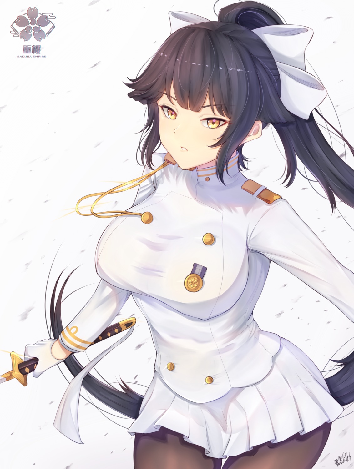 azur_lane, band-width, pantyhose, sword, takao_(azur_lane), uniform