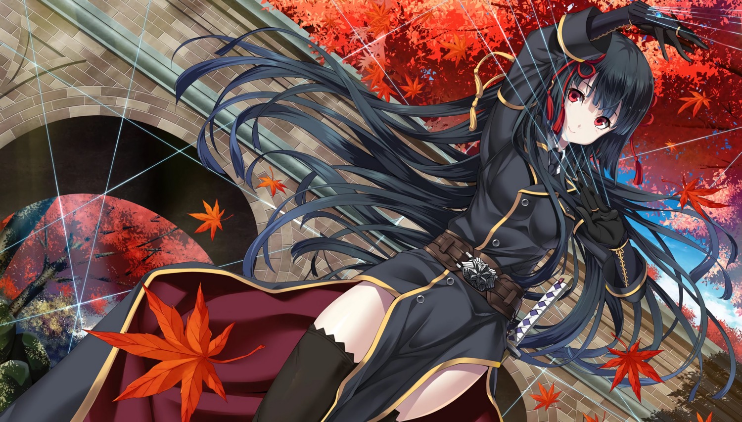 game_cg, kirigakure_aya, light, possible_duplicate, silverio_trinity, sword, thighhighs, uniform, weapon, yuunagi