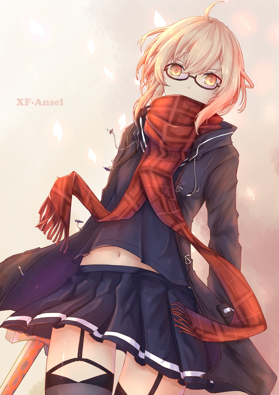 fate/grand_order, heroine_x_alter, megane, meo_(1271884559), seifuku, stockings, sword, thighhighs