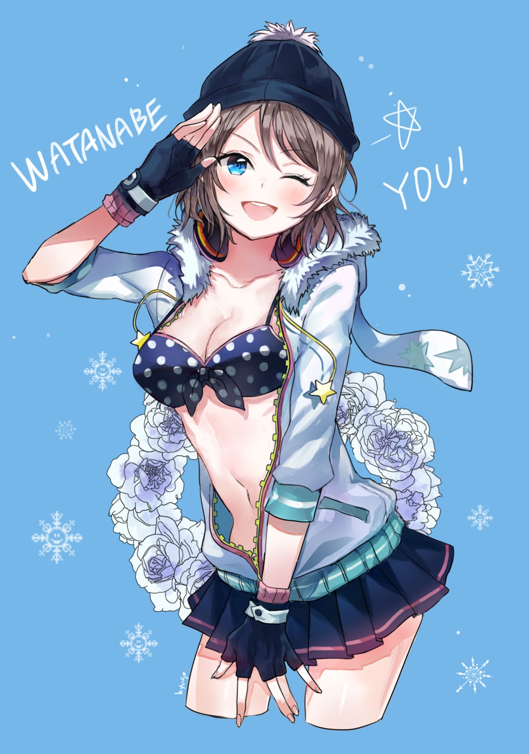 bikini, cleavage, hyugo, love_live!_(series), love_live!_sunshine!!, open_shirt, swimsuits, watanabe_you