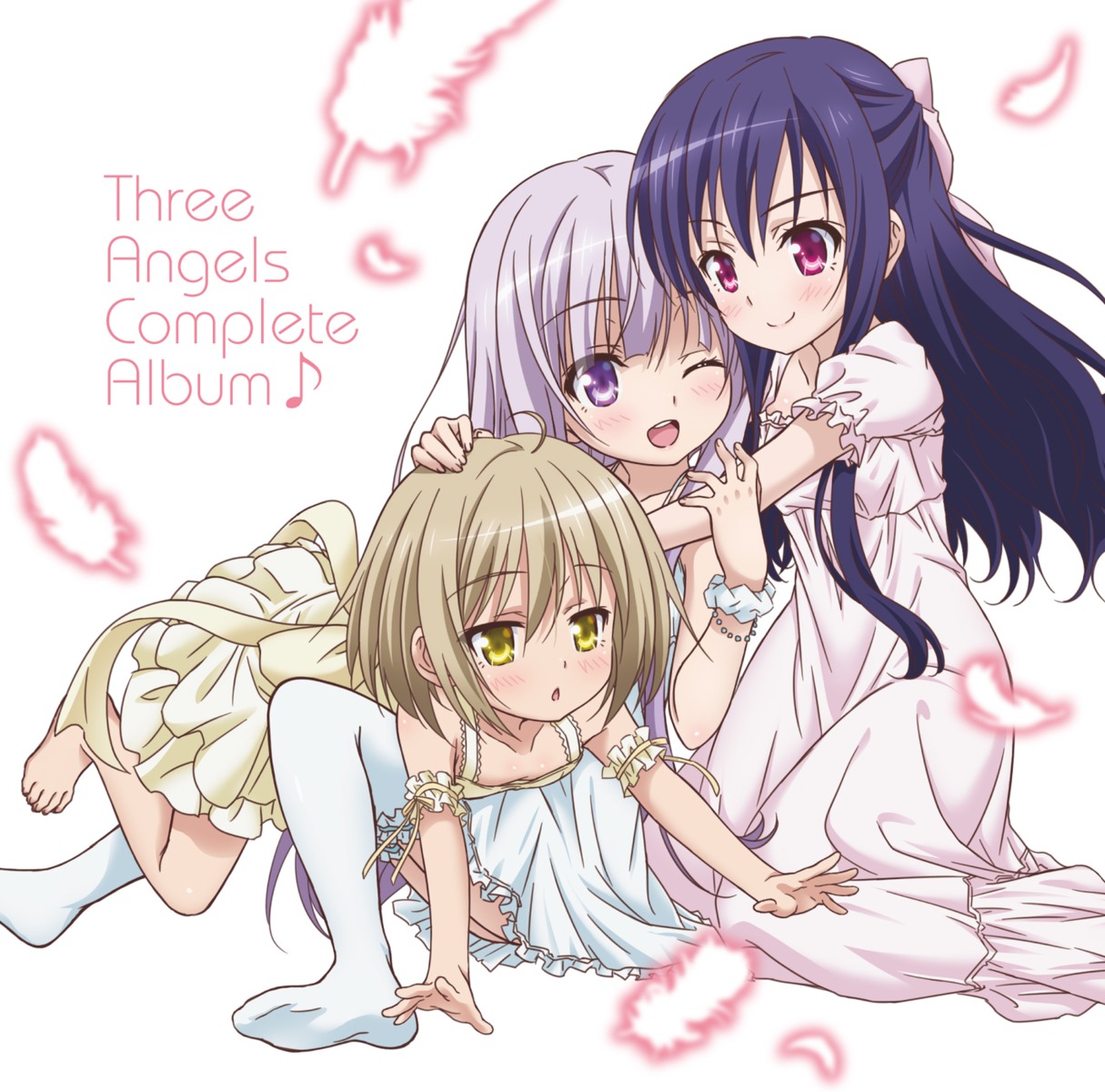 cleavage, disc_cover, dress, feet, goto_jun, kaneshiro_sora, momijidani_nozomi, tenshi_no_three_piece!