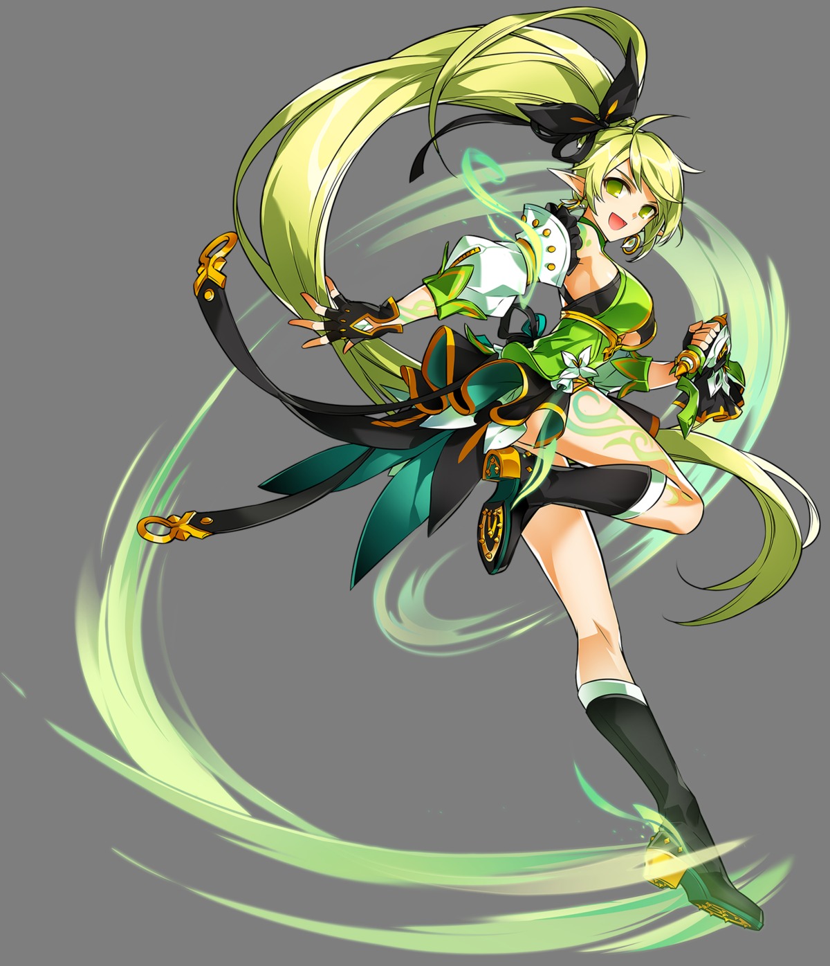 elf, elsword, heels, pointy_ears, rena_(elsword), tagme, tattoo, transparent_png