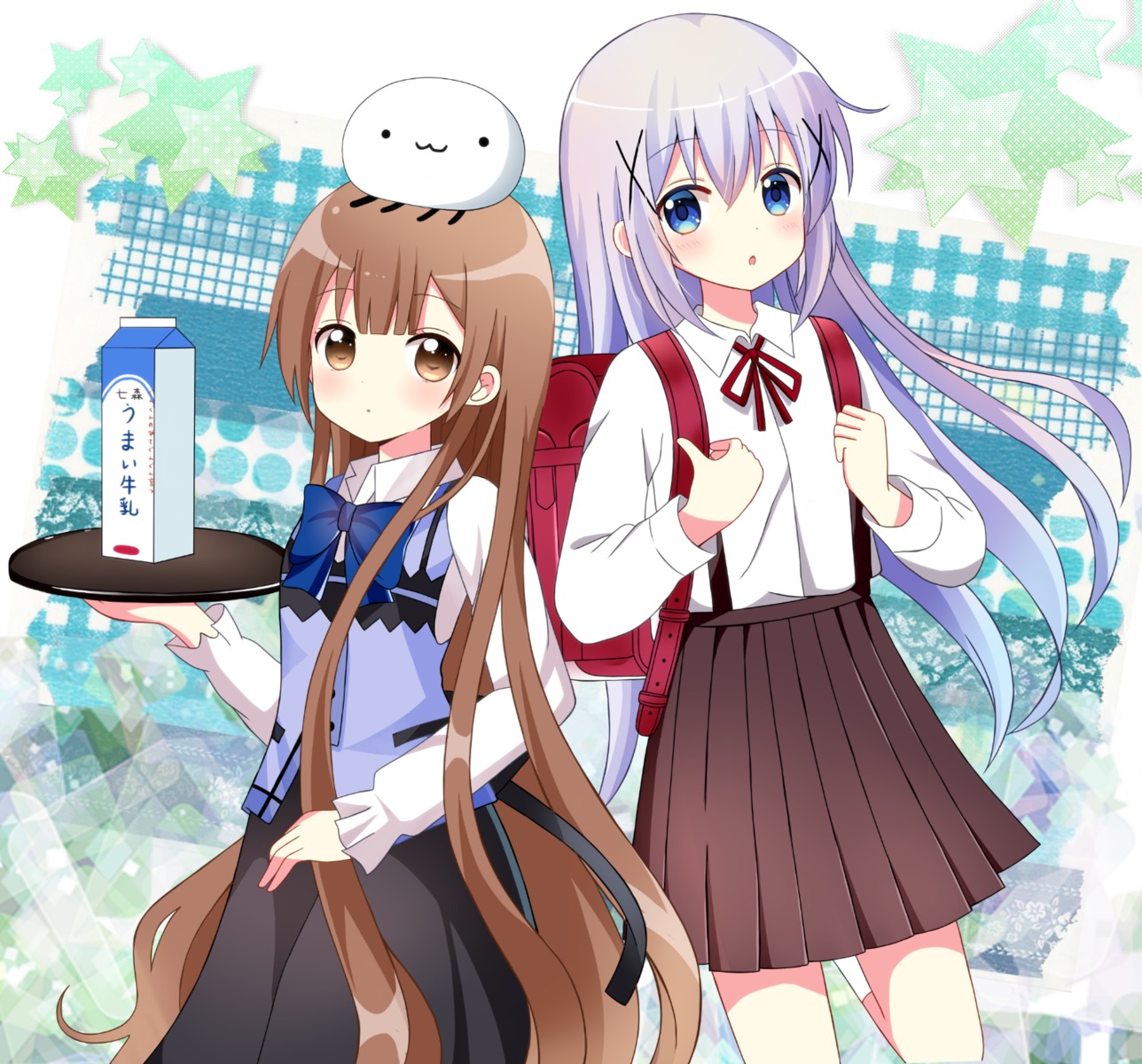 cosplay, crossover, gochuumon_wa_usagi_desu_ka?, kafuu_chino, oomuro_hanako, ryoutan, seifuku, waitress