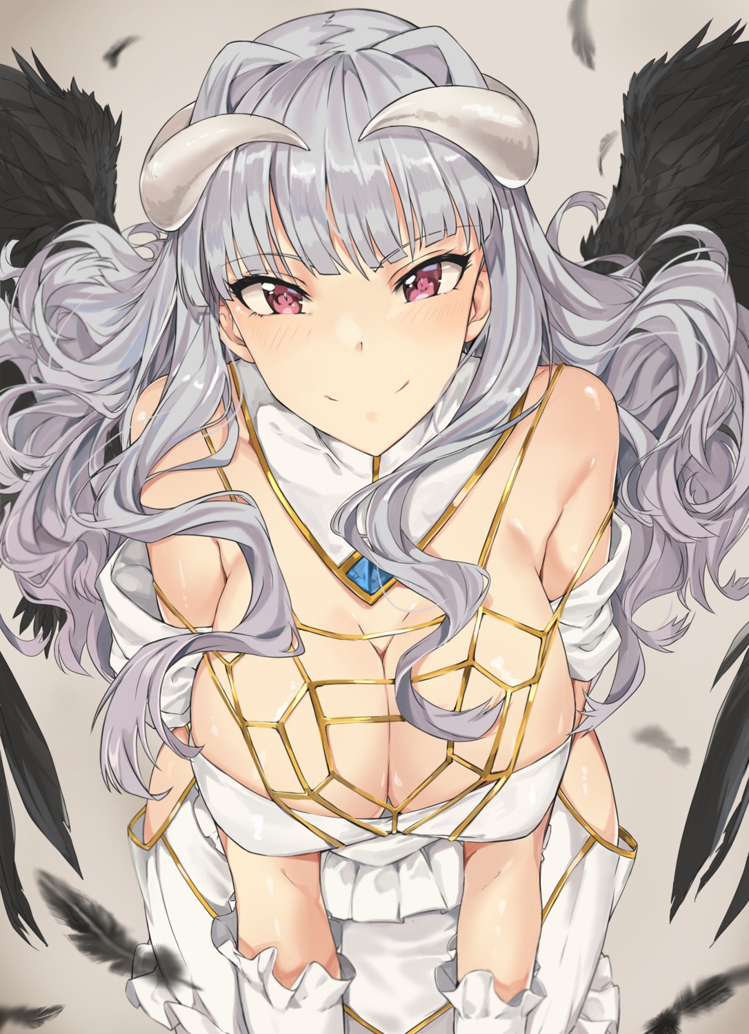 albedo_(overlord), cleavage, cosplay, horns, overlord, shijou_takane, the_idolm@ster, tuxedo_de_cat, wings