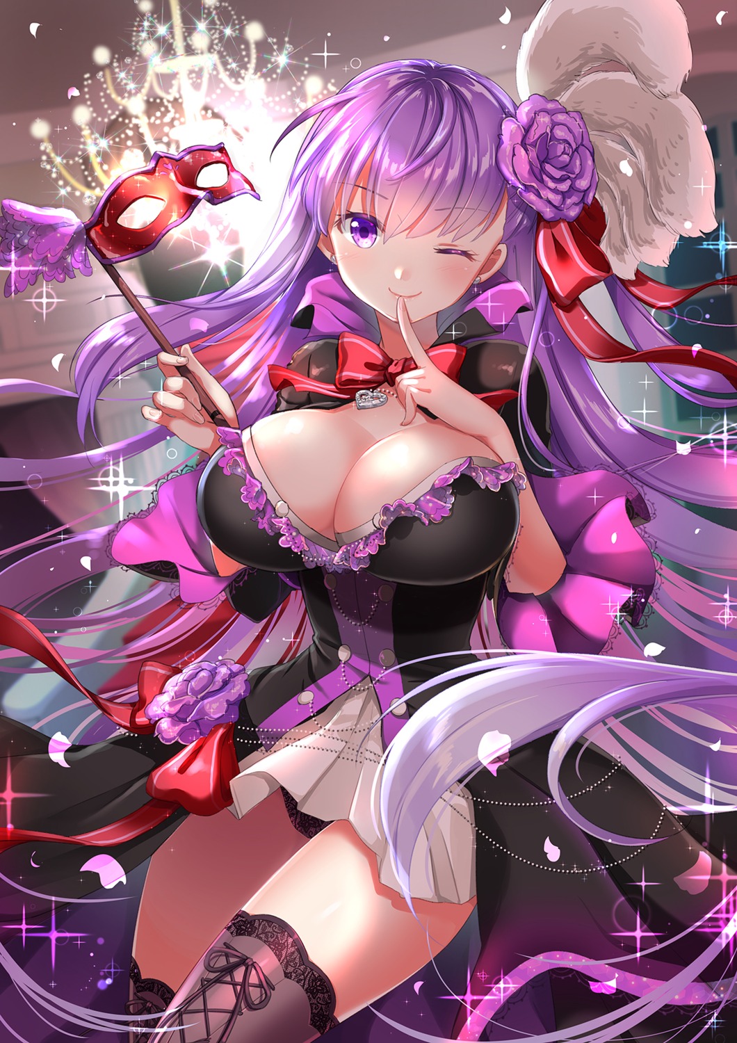 bb_(fate), cleavage, dress, fate/extra, fate/extra_ccc, fate/stay_night, pantsu, shibi, thighhighs