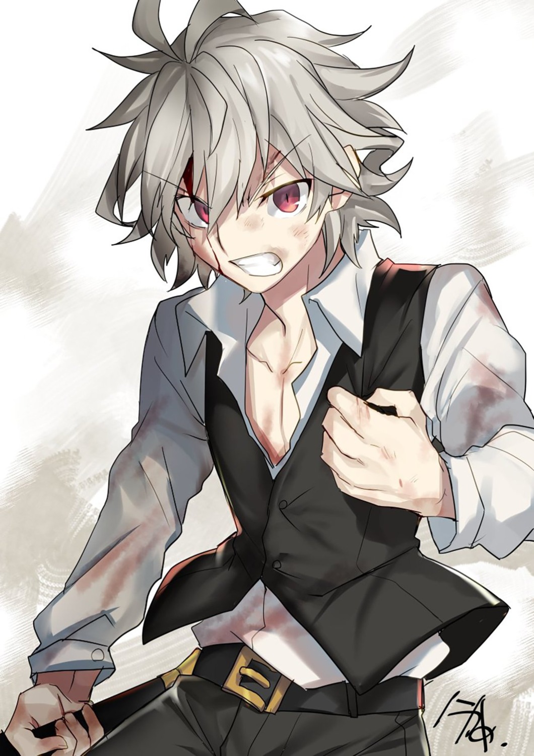 blood, fate/apocrypha, fate/stay_night, male, nikame, sieg_(fate/apocrypha)