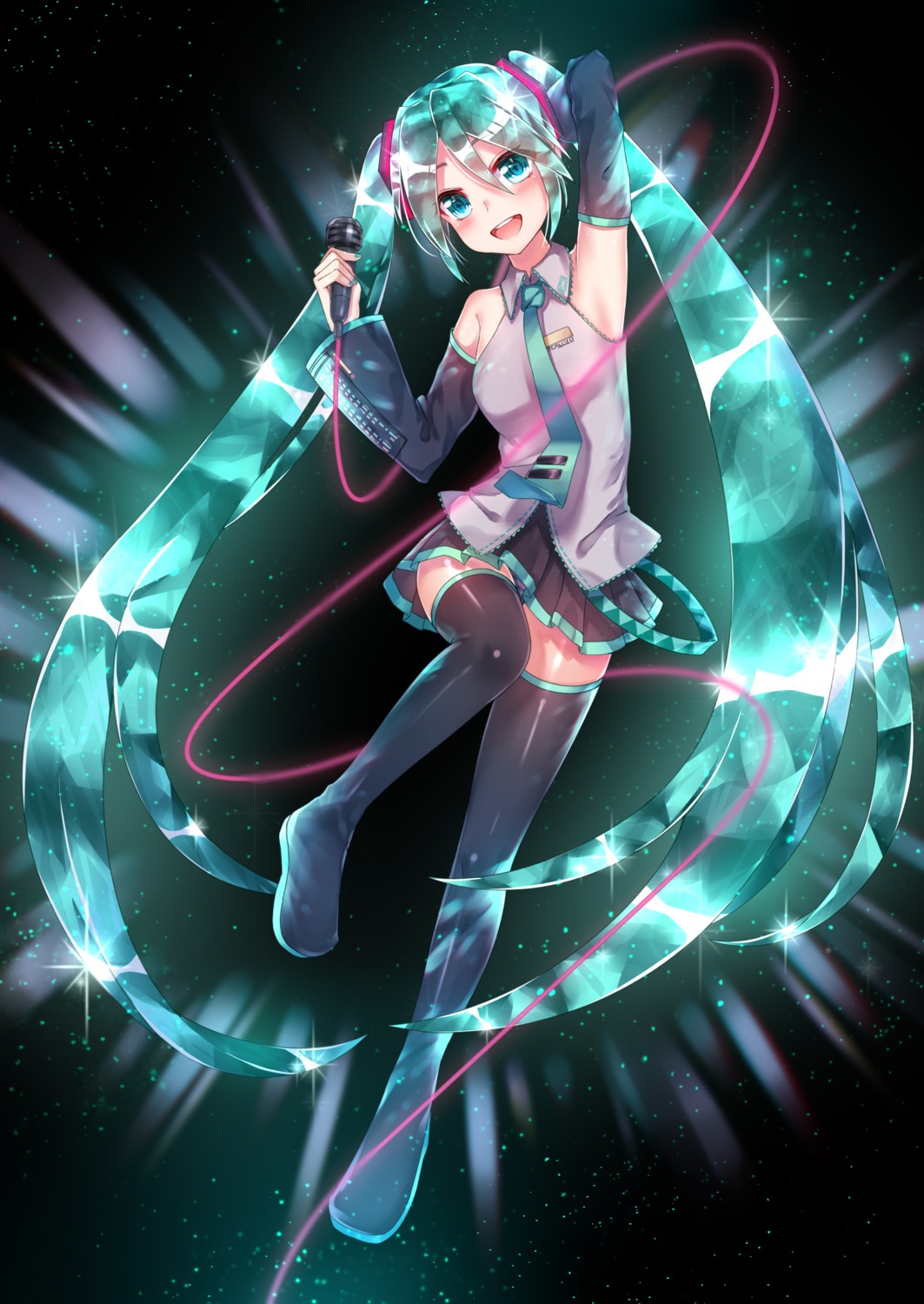 cosplay, hatsune_miku, houseki_no_kuni, pantsu, shimapan, sll, thighhighs, vocaloid