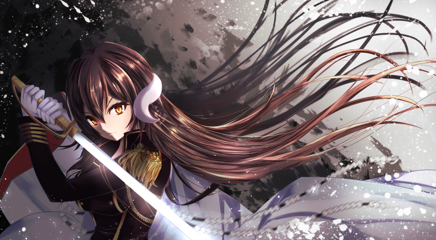 azur_lane, horns, mikasa_(azur_lane), selinen, sword, uniform