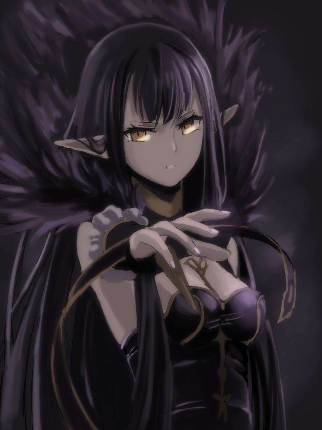 cleavage, dress, fate/apocrypha, fate/stay_night, mukade_(siieregannsu), pointy_ears, semiramis_(fate)