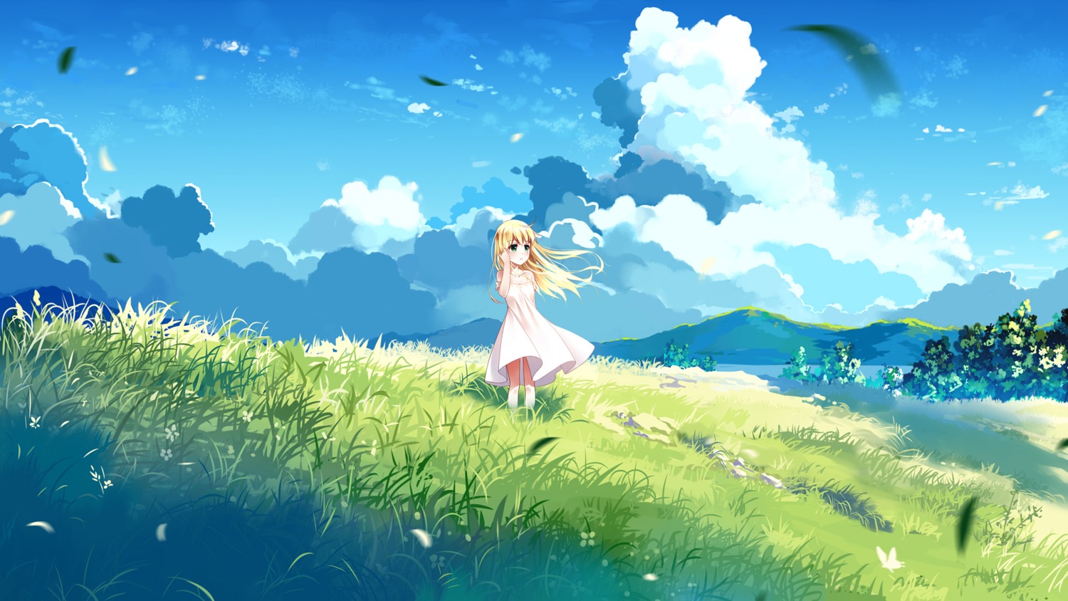 dress, landscape, summer_dress, wallpaper, xia_xiang_(ozicha)