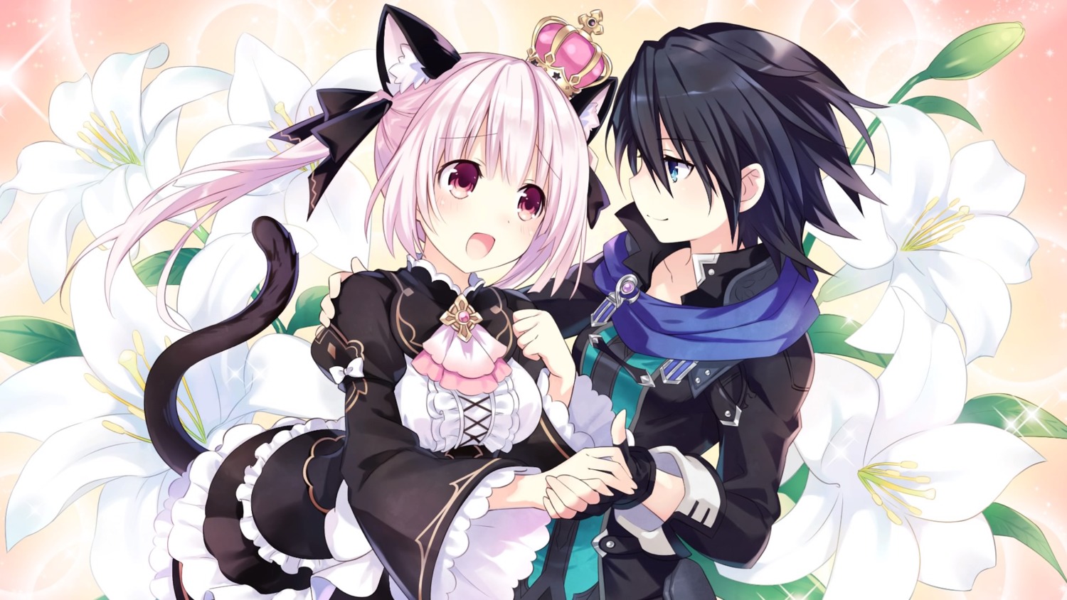 animal_ears, choujigen_game_neptune, dress, game_cg, kiria, kuronekohime, nekomimi, tail, tsunako, yuri