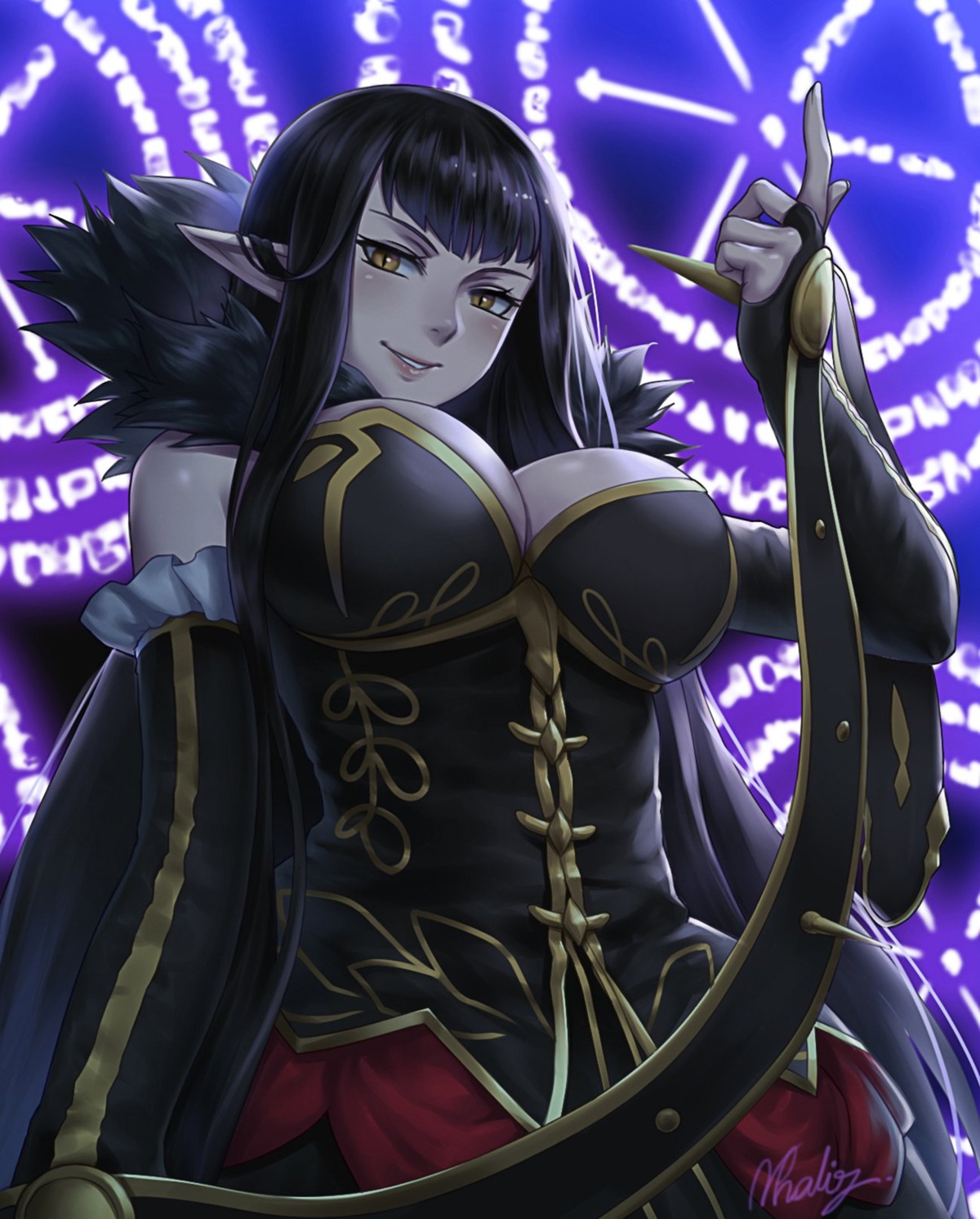 cleavage, dress, fate/apocrypha, fate/stay_night, natsuyu, pointy_ears, semiramis_(fate)